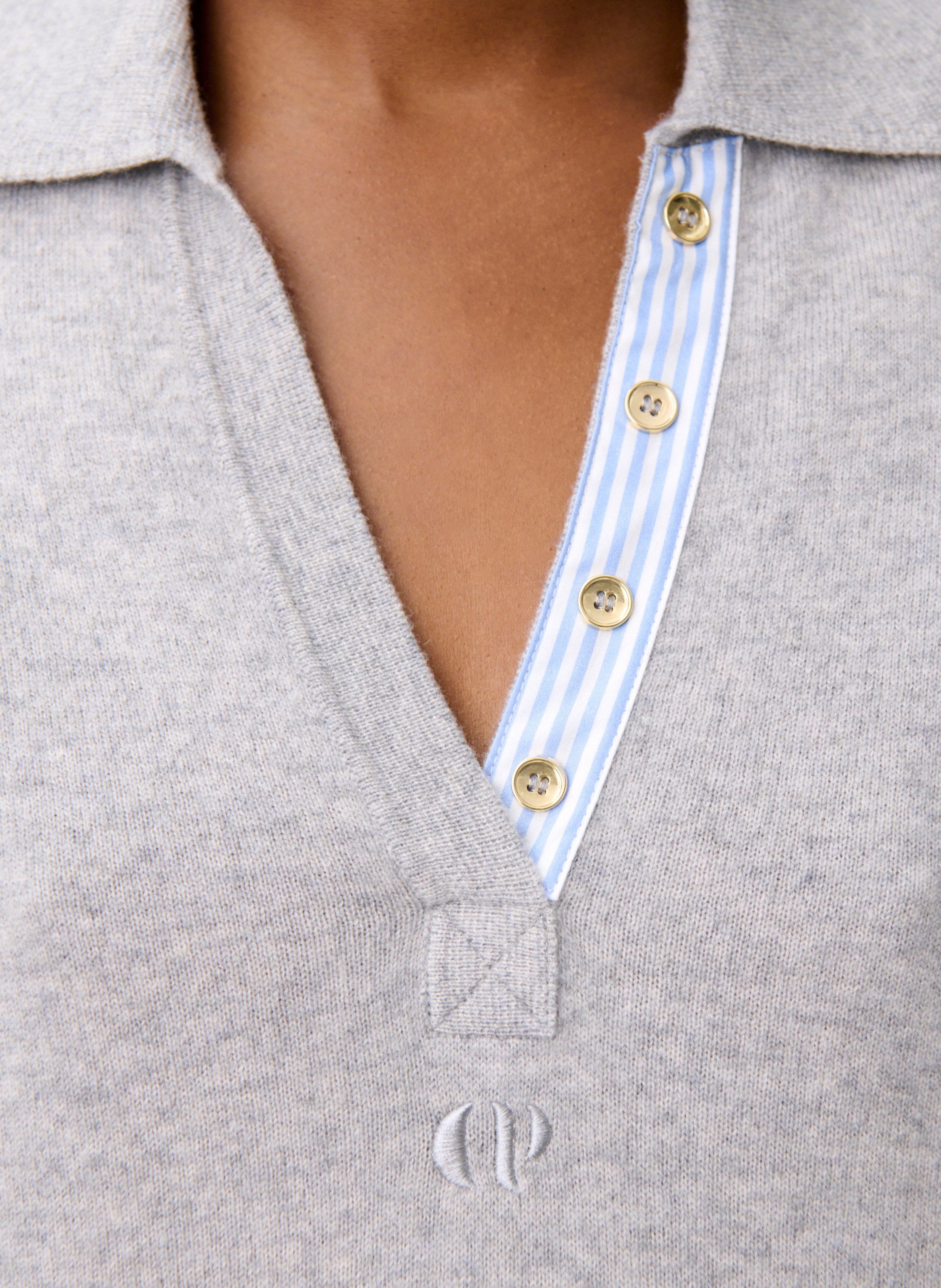 Polo droit en laine mélangée CLAUDIE PIERLOT Gris
