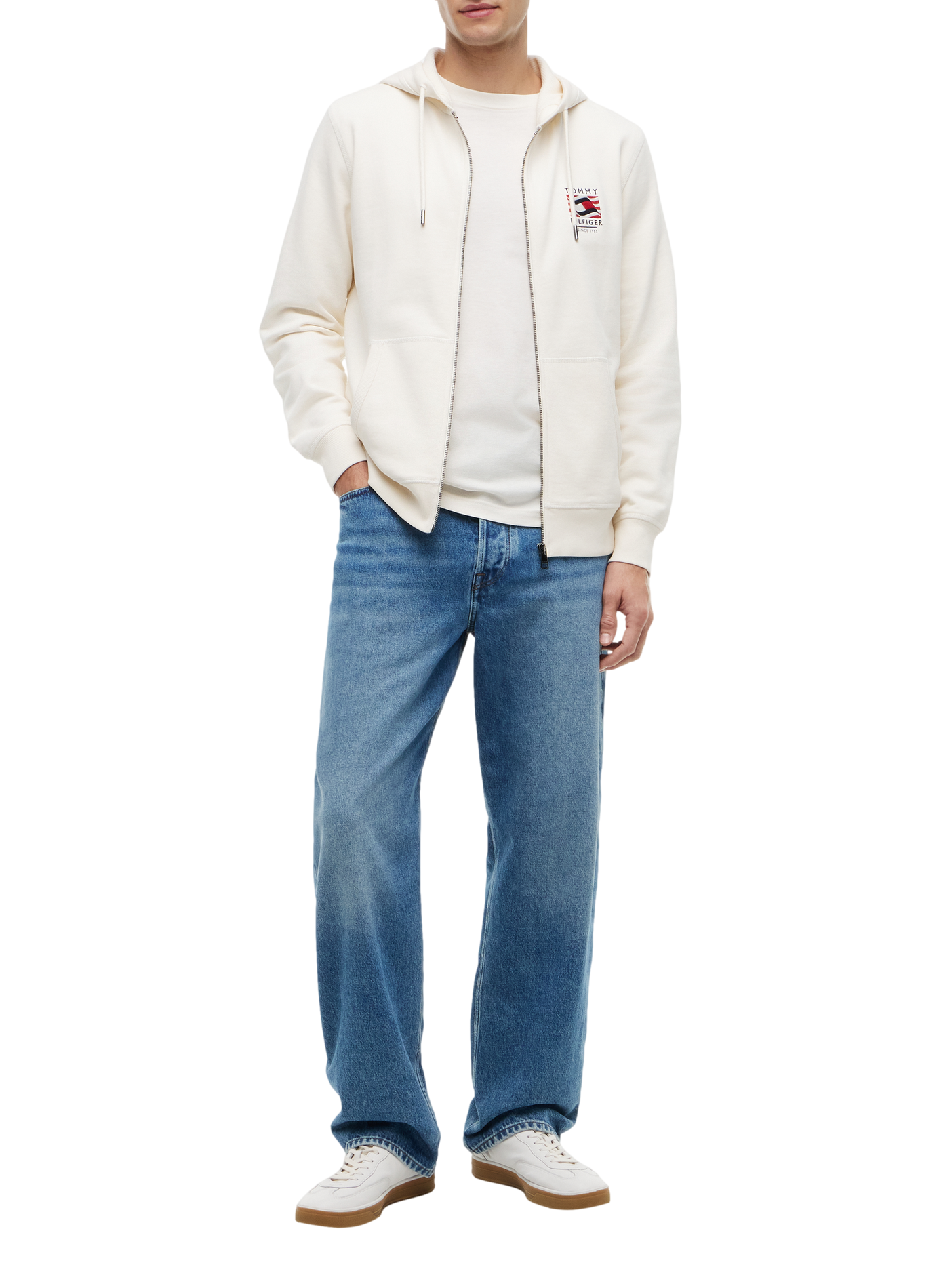 Gerader Baumwoll-Kapuzenpullover TOMMY HILFIGER Beige