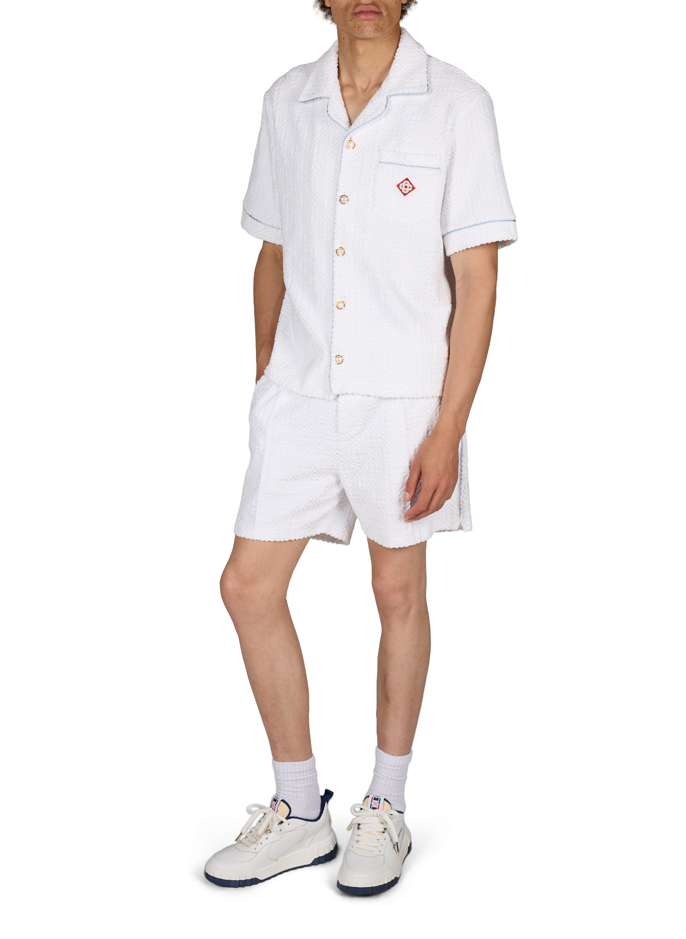 Short texturé en tissu éponge en coton mélangé CASABLANCA PARIS Blanc