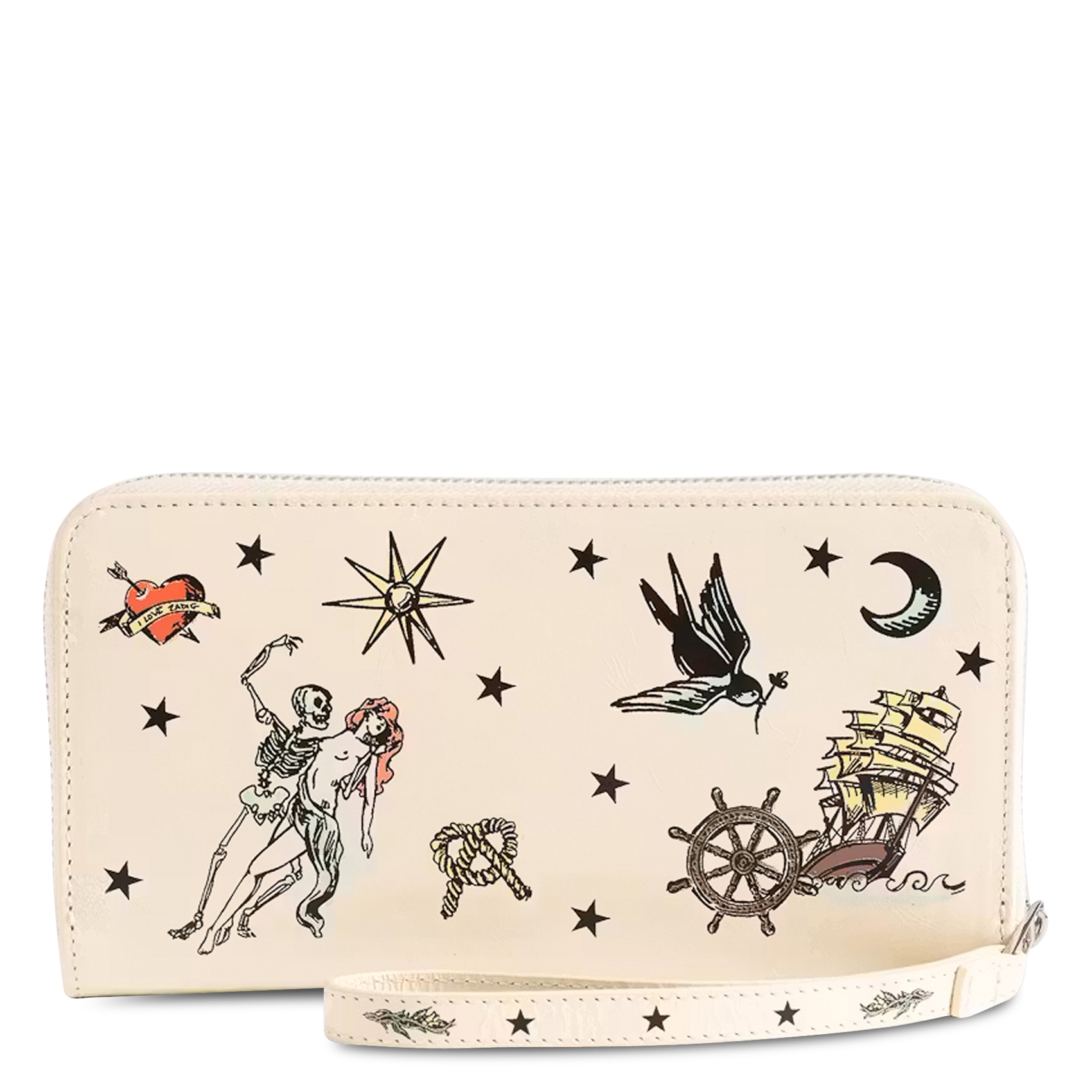 Portefeuille en cuir imprimé compagnon ZADIG&VOLTAIRE Blanc