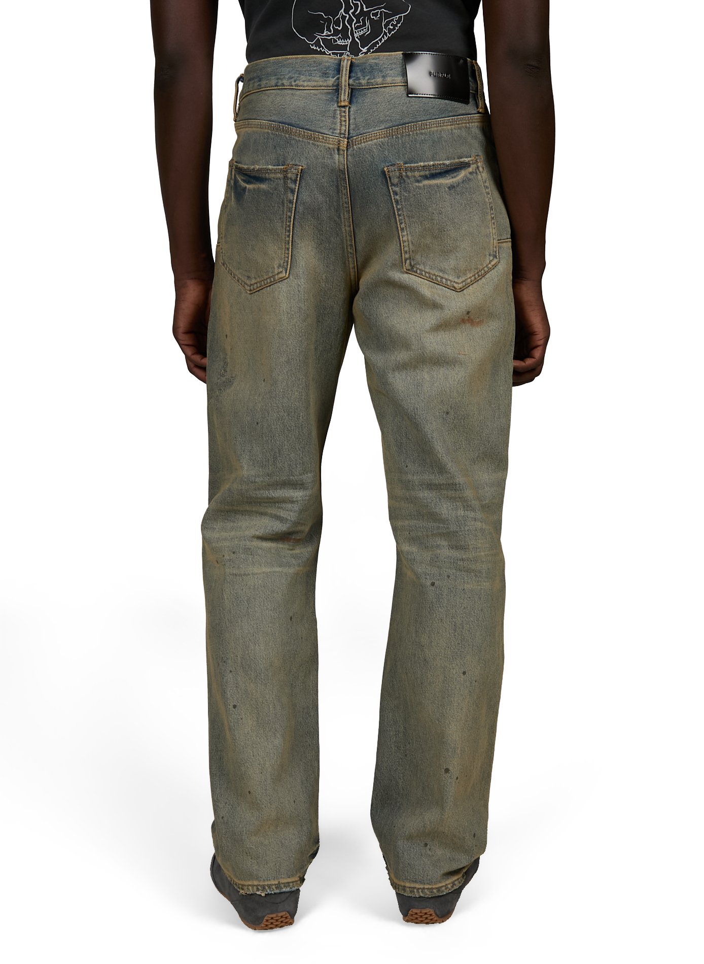 Faded and ripped jeans with paint splatter effect in cotton PURPLE BRAND Blue