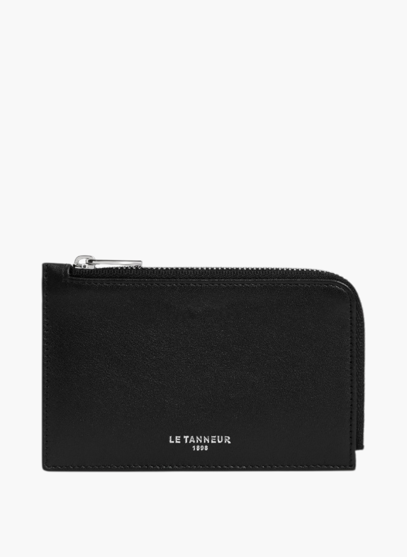Porte cartes zippé albertine en cuir lisse LE TANNEUR Noir