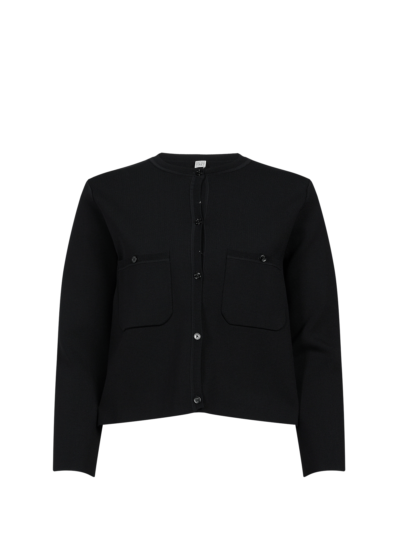Gilet droit à poches en maille compacte TOTEME Noir