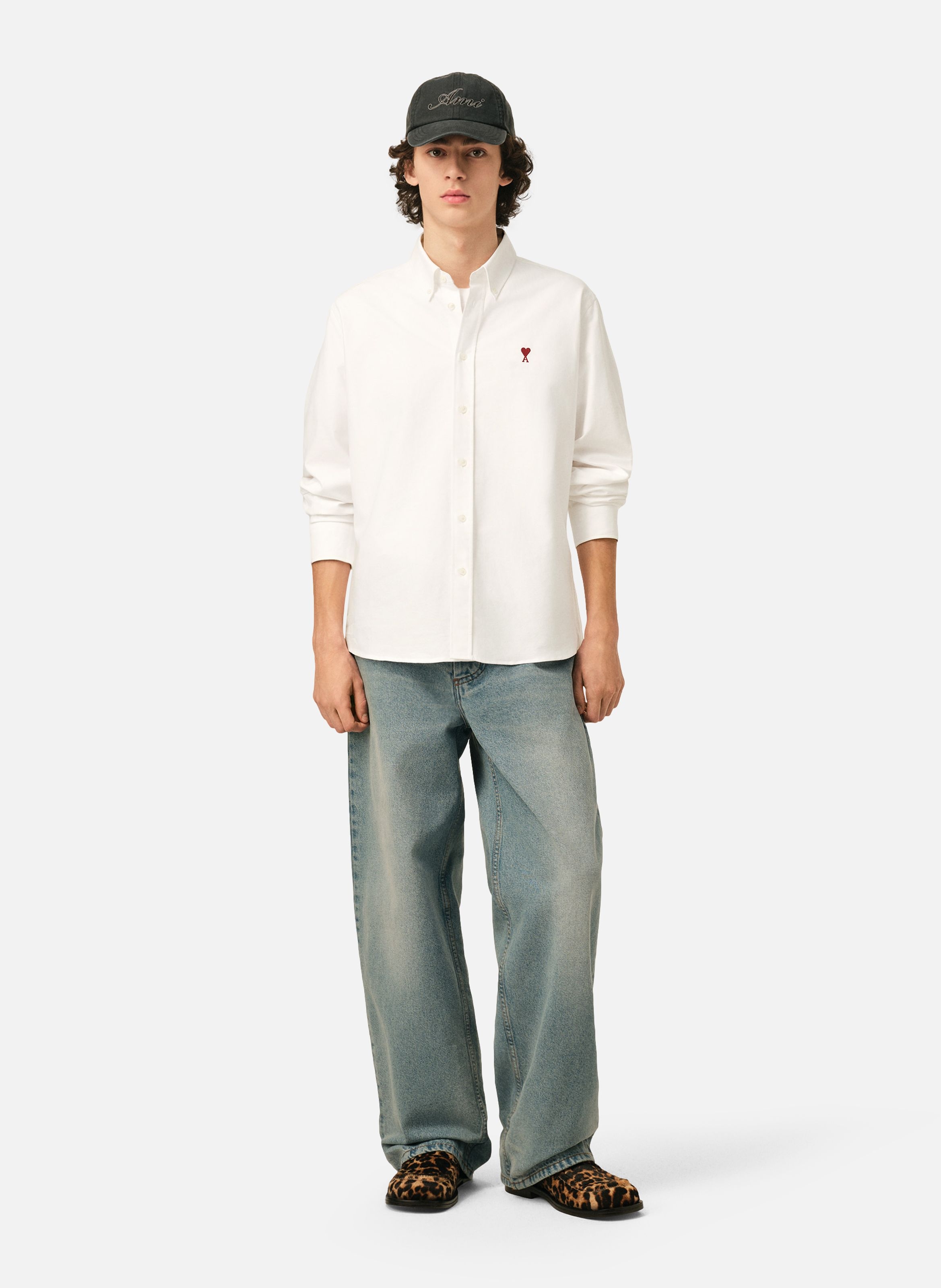 Chemise col boutonné ami de coeur unisexe AMI PARIS Blanc