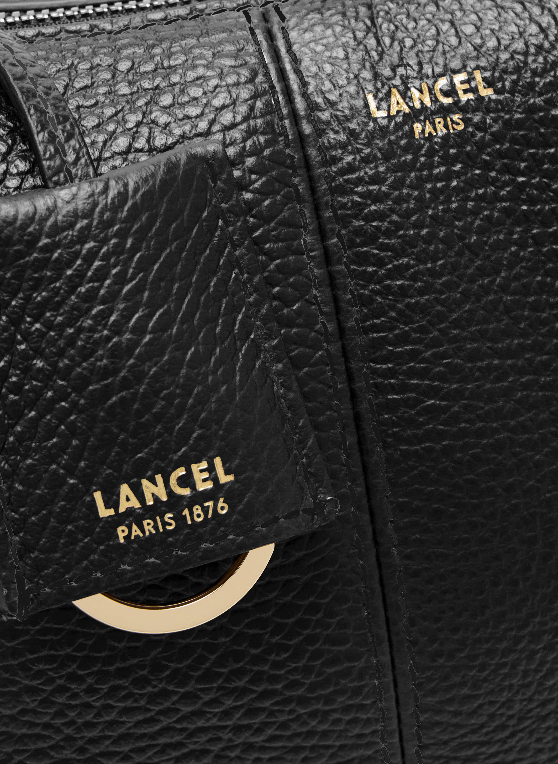 Sac hobo zippé m victoire de lancel en cuir LANCEL Noir