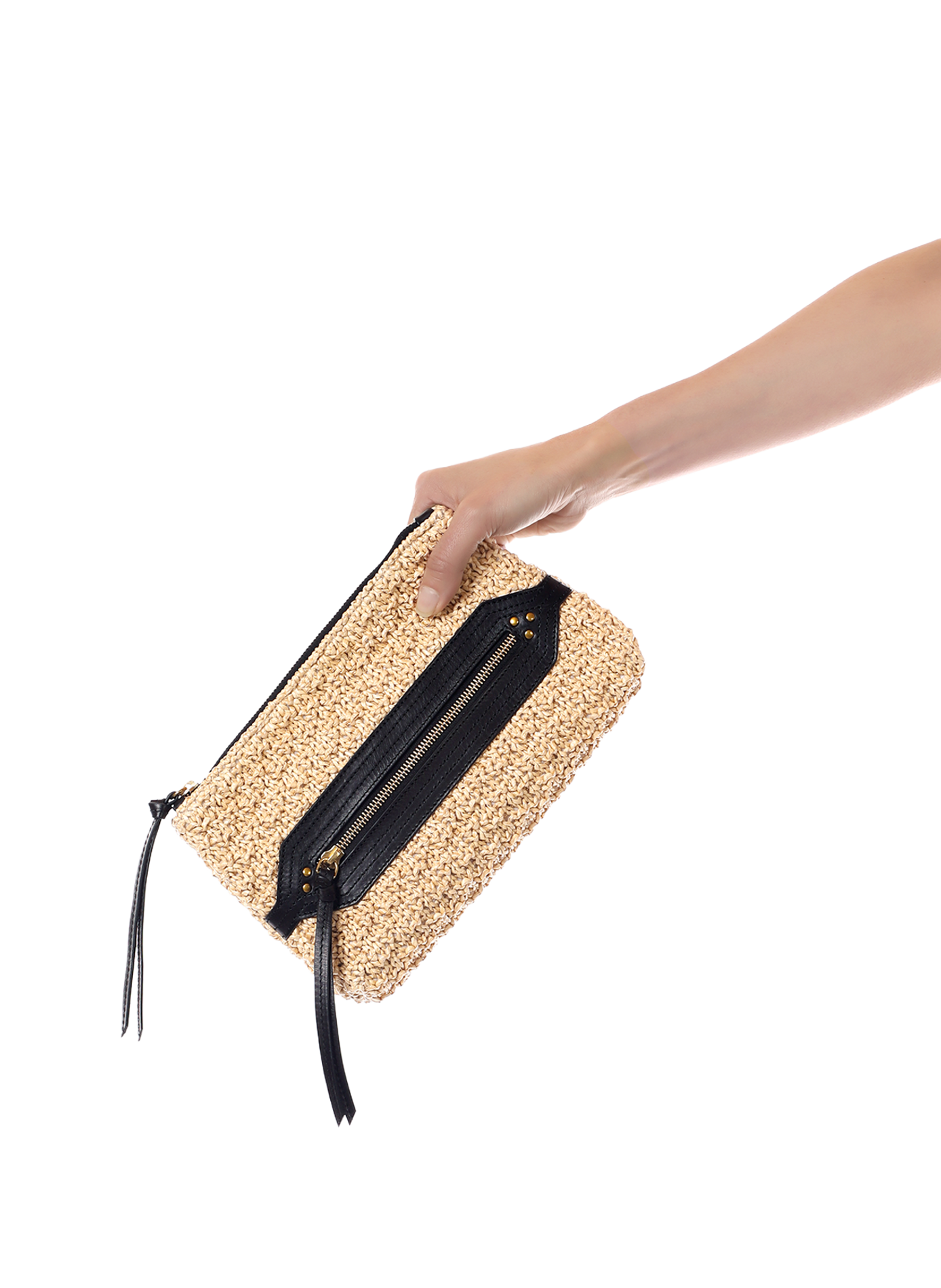 Lucky Clutch aus Raffia und Leder JÉRÔME DREYFUSS Beige