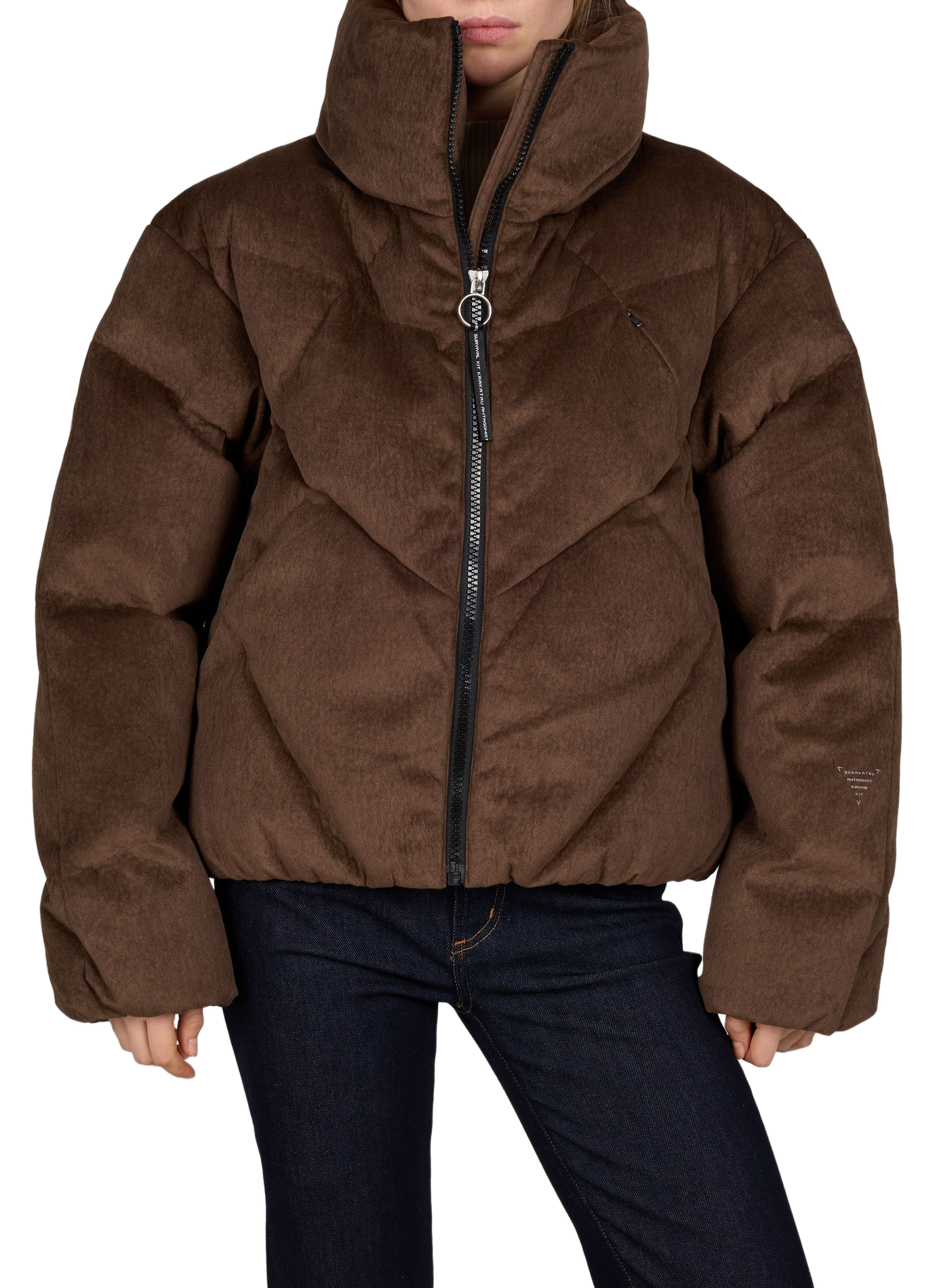 Oversized NEBULA velvet puffer jacket KRAKATAU Beige
