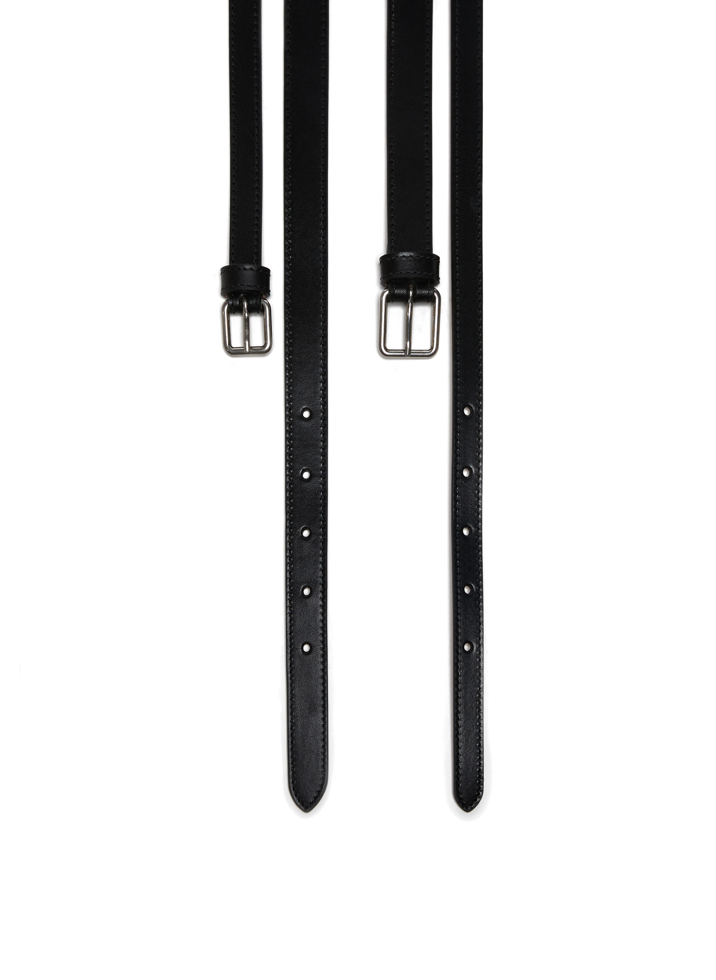 Double ceinture fine en cuir