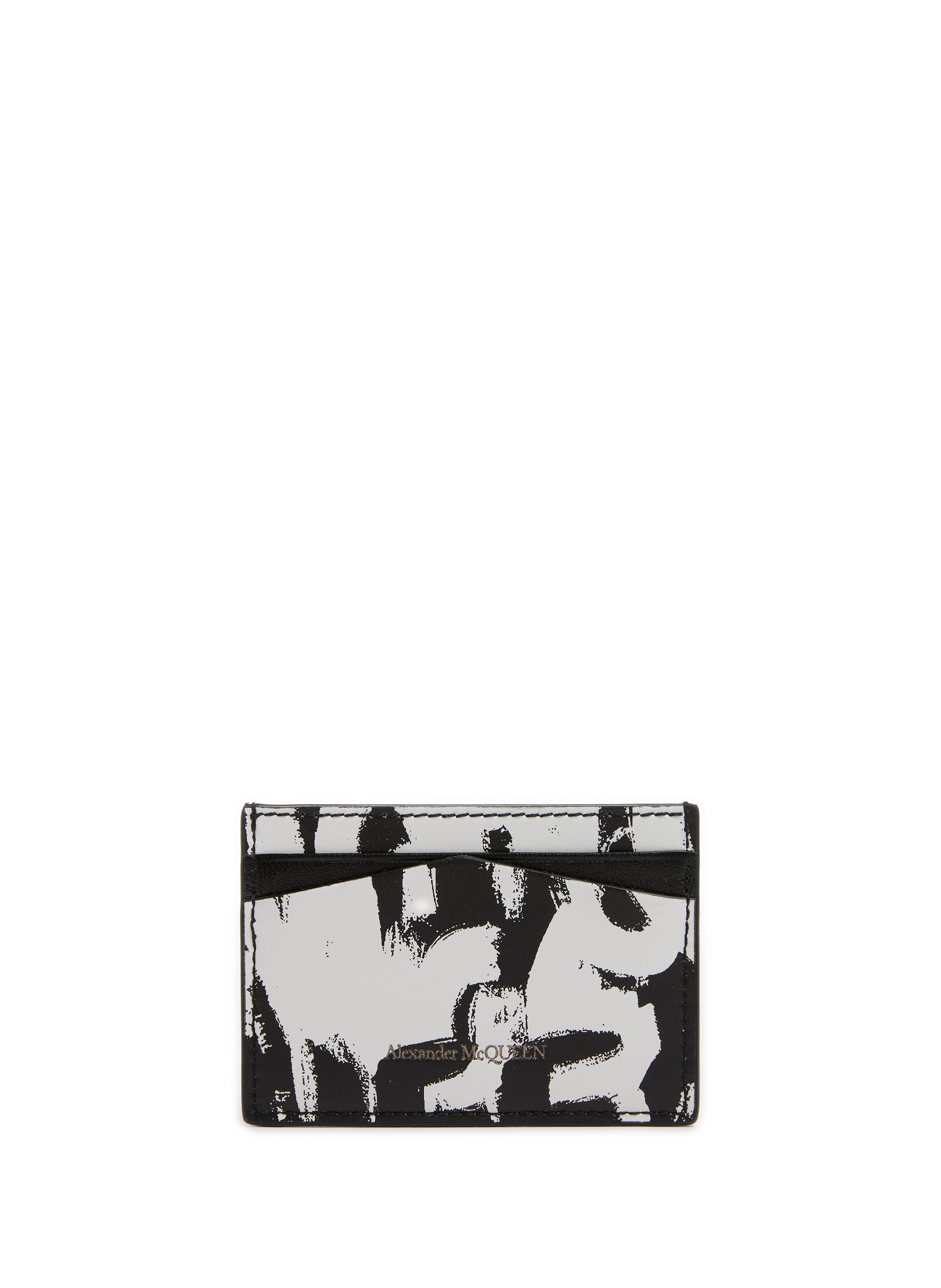 ALEXANDER MCQUEEN Porte-cartes imprimé en cuir Noir