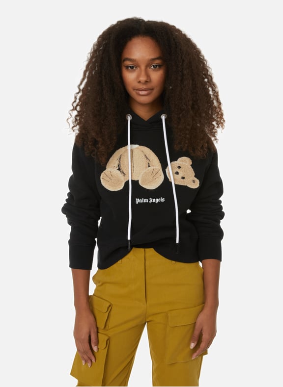 PA Bear cotton hoodie Black by PALM ANGELS PALM ANGELS PA Bear cotton hoodie Black
