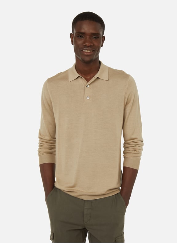 LONG SLEEVED WOOL AND SILK POLO SHIRT HACKETT for MEN Printemps