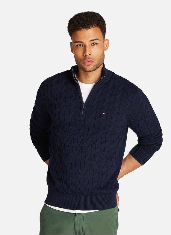 Cable Knit Sweater Men Tommy Hilfiger Pullover Zopfmuster Herren