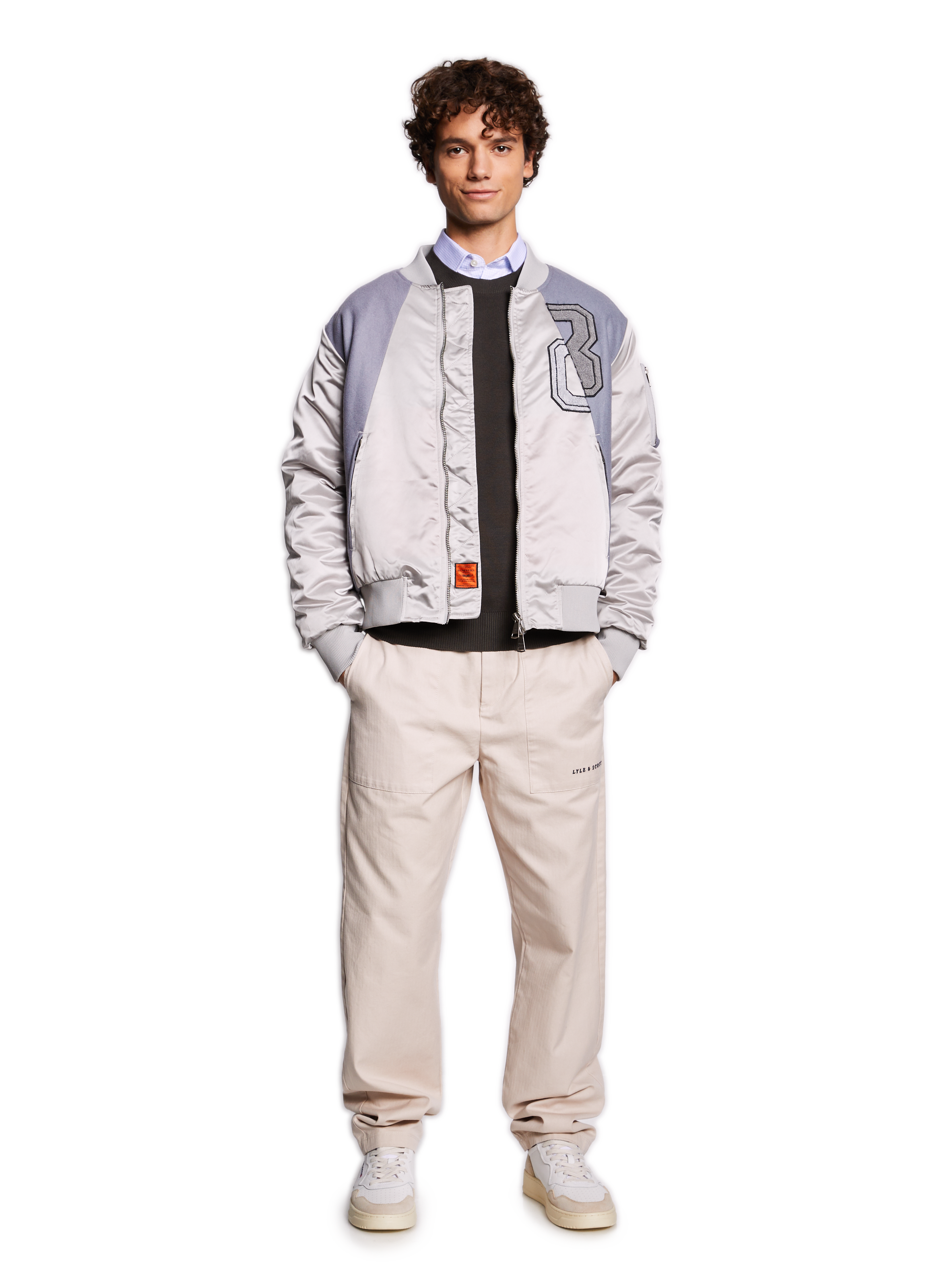 Pull en coton  SCHOTT Kaki