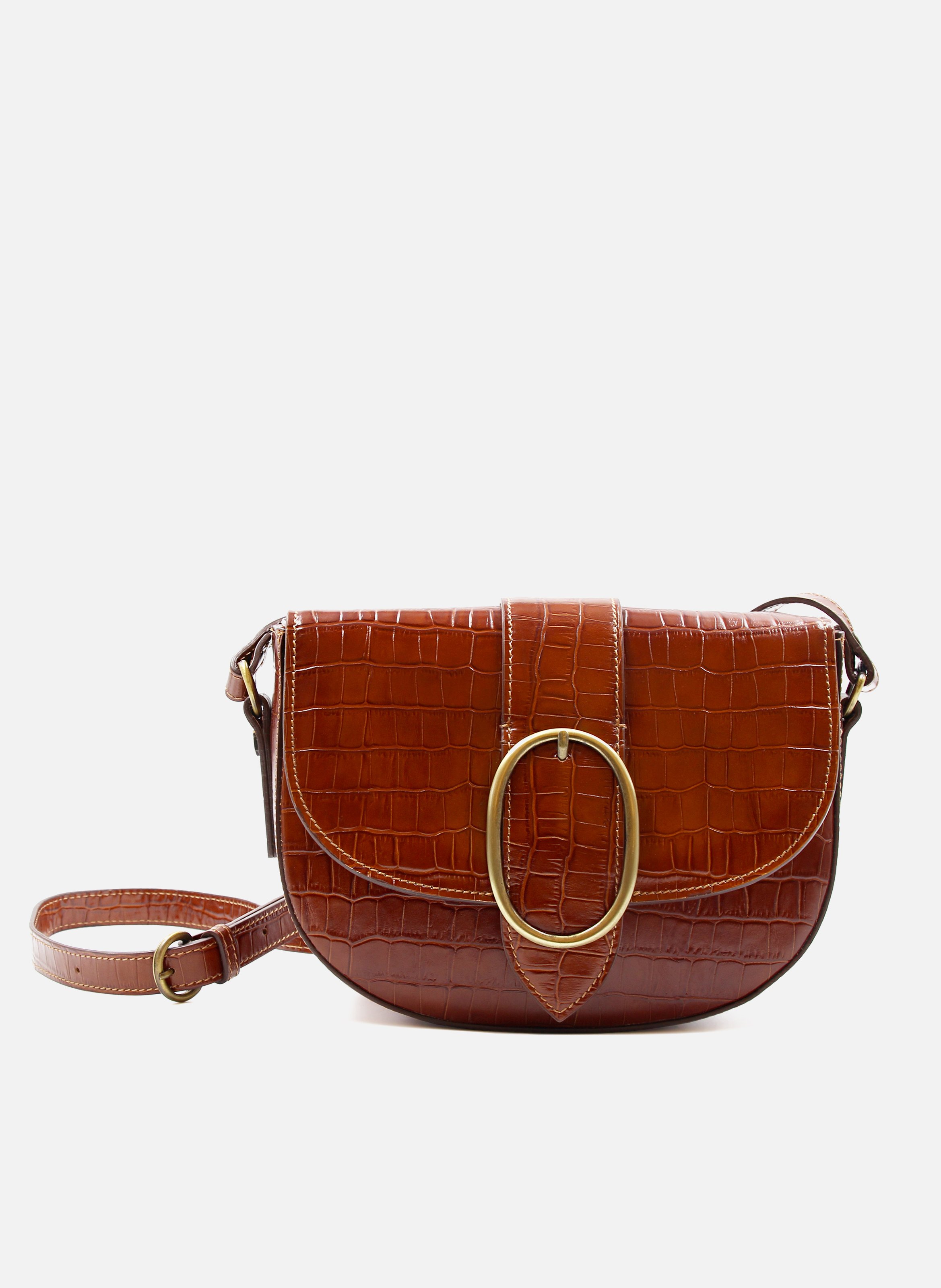 Sac boucle cuir imprimé croco JULES & JENN Marron