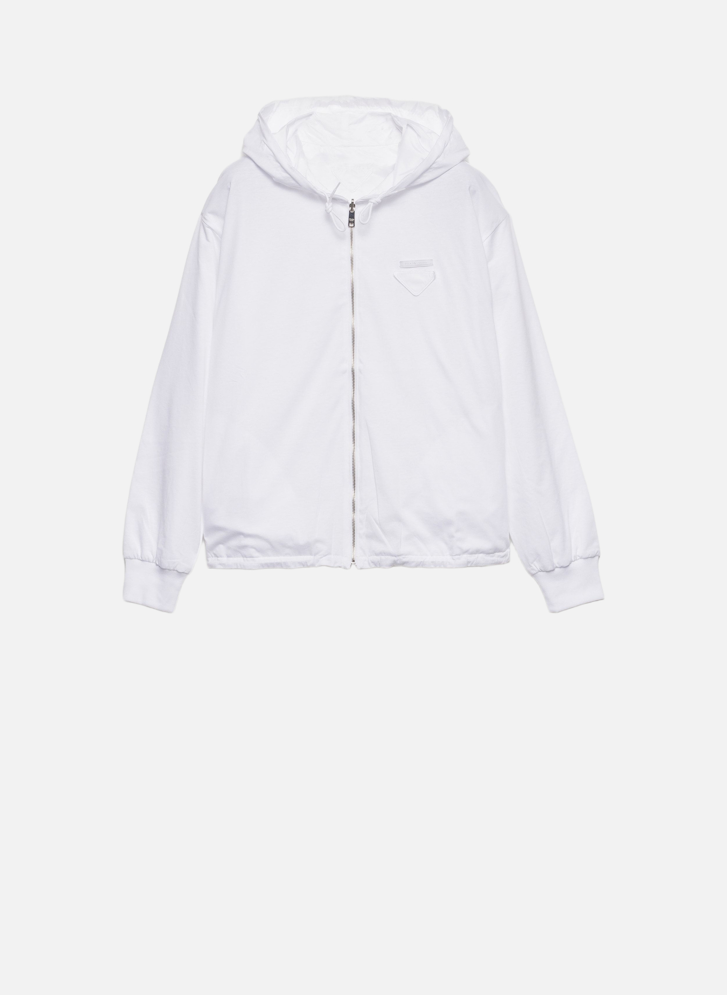 Veste à capuche réversible en jersey PRADA Blanc