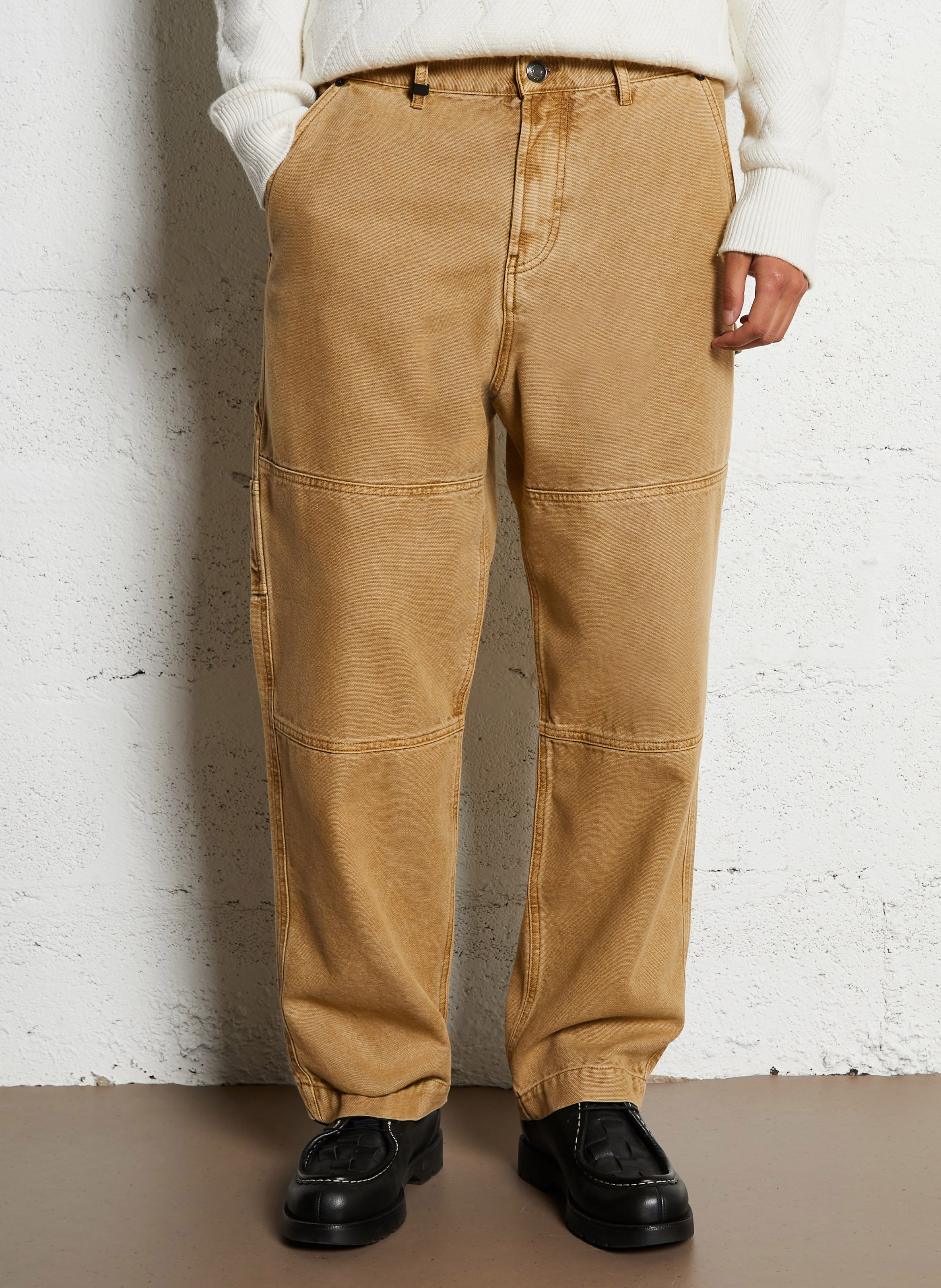 Jean délavé en toile esprit charpentier IKKS Beige