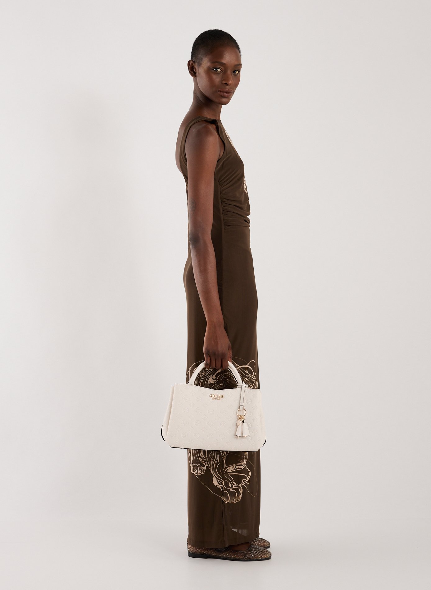 Sac à main à logo GUESS Beige