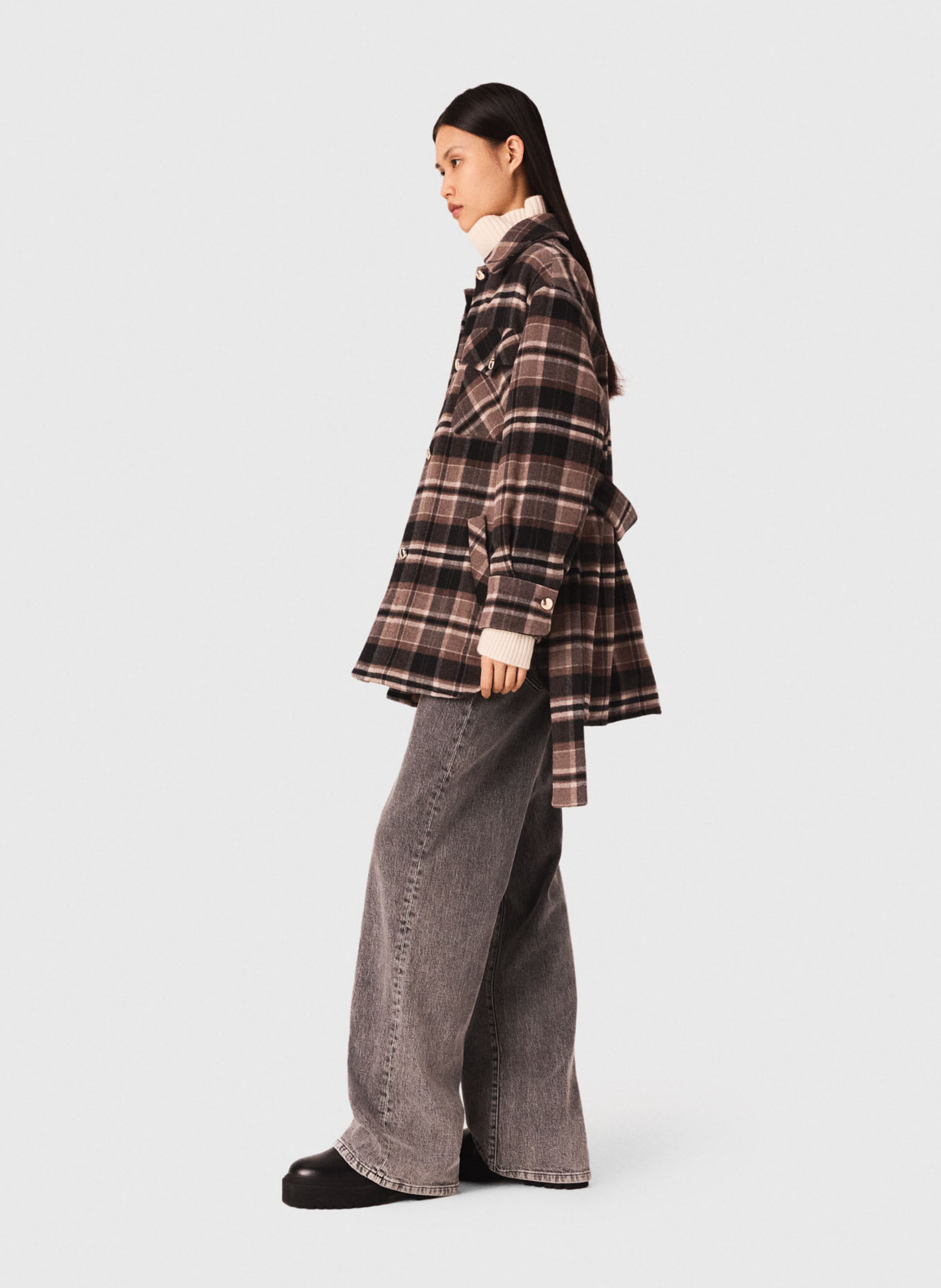 Manteau col classique en laine mélangée MAJE Marron