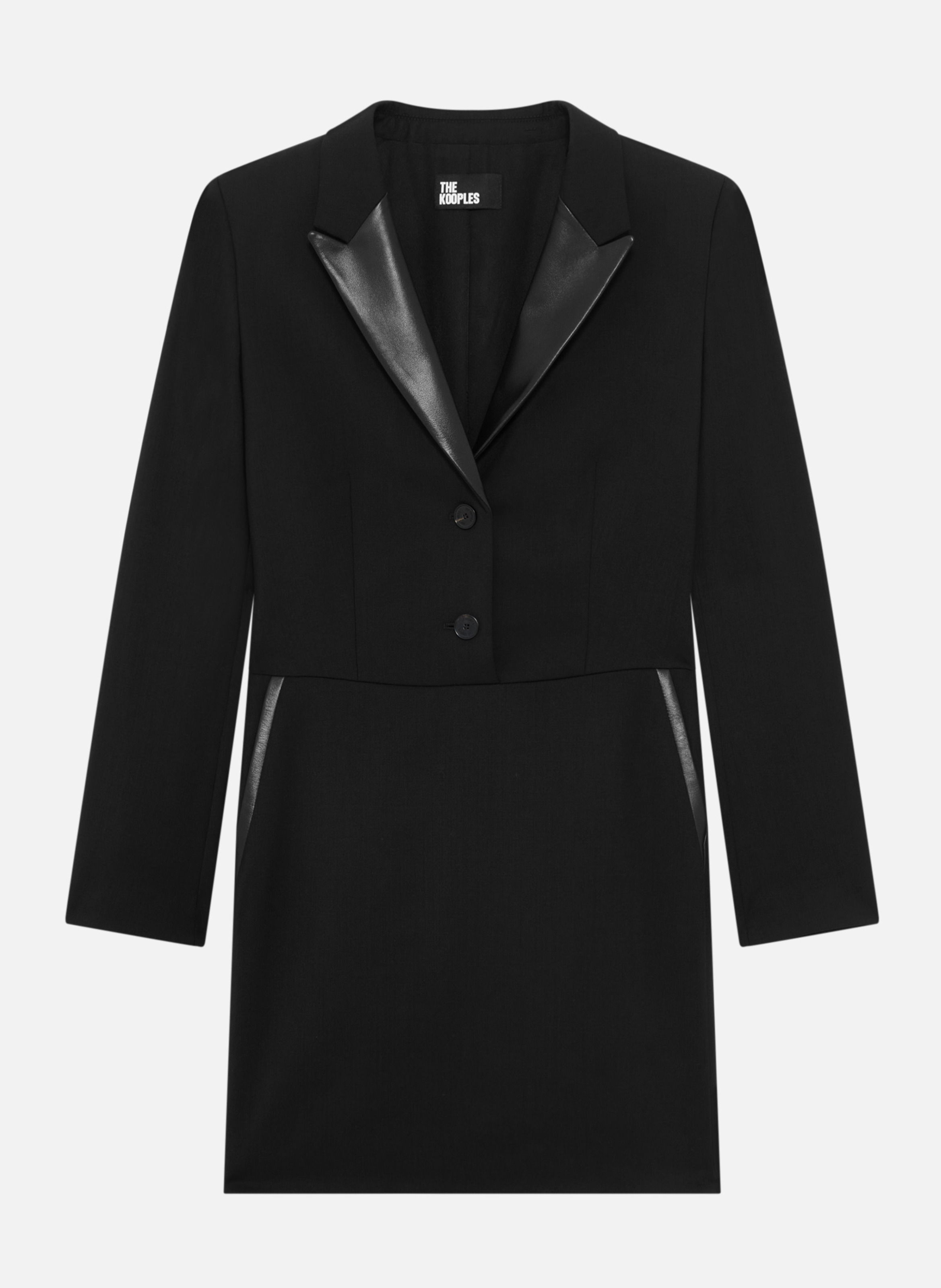 Robe courte col en cuir THE KOOPLES Noir