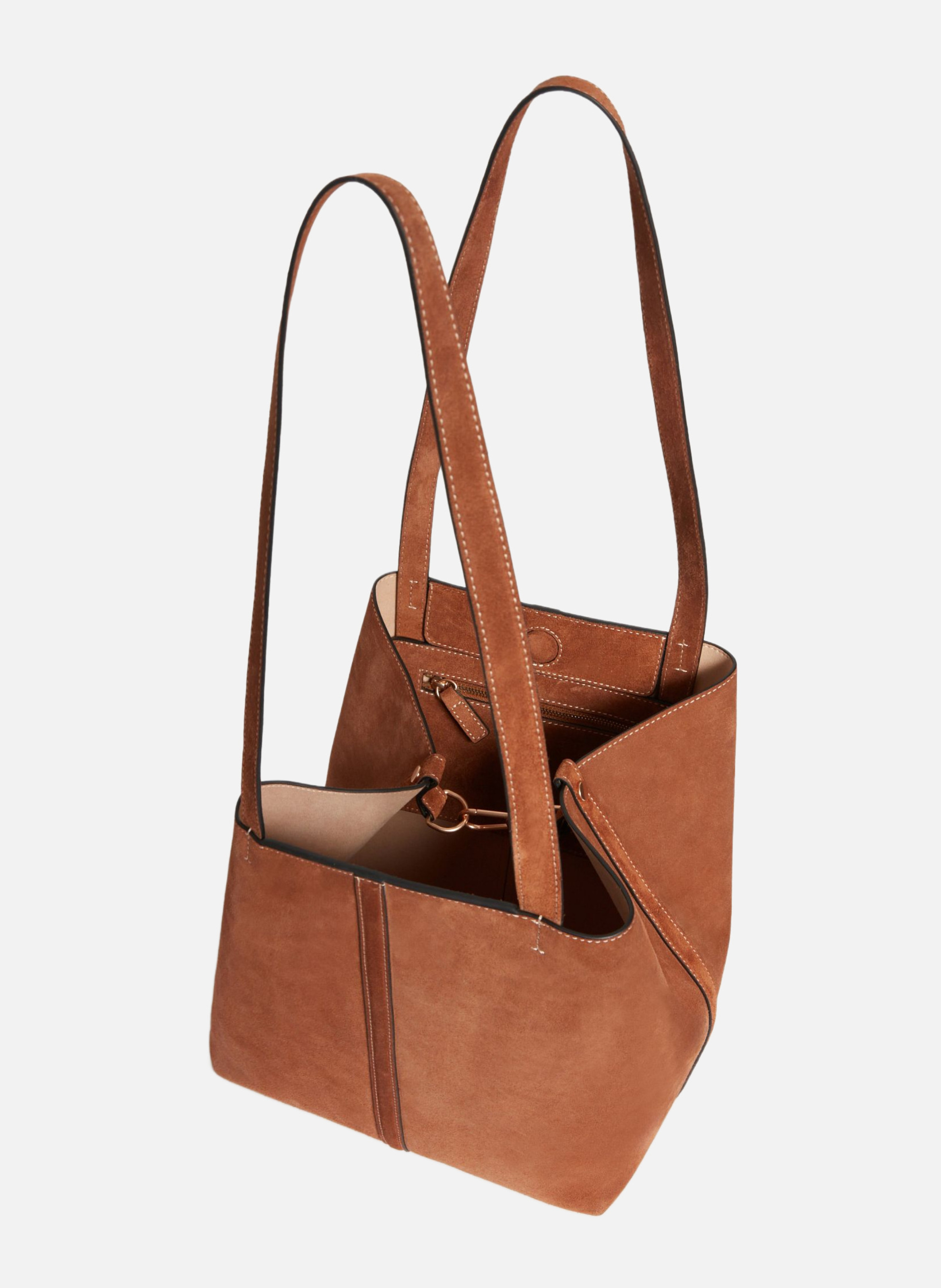 Petit cabas daily en cuir velours VANESSA BRUNO Marron