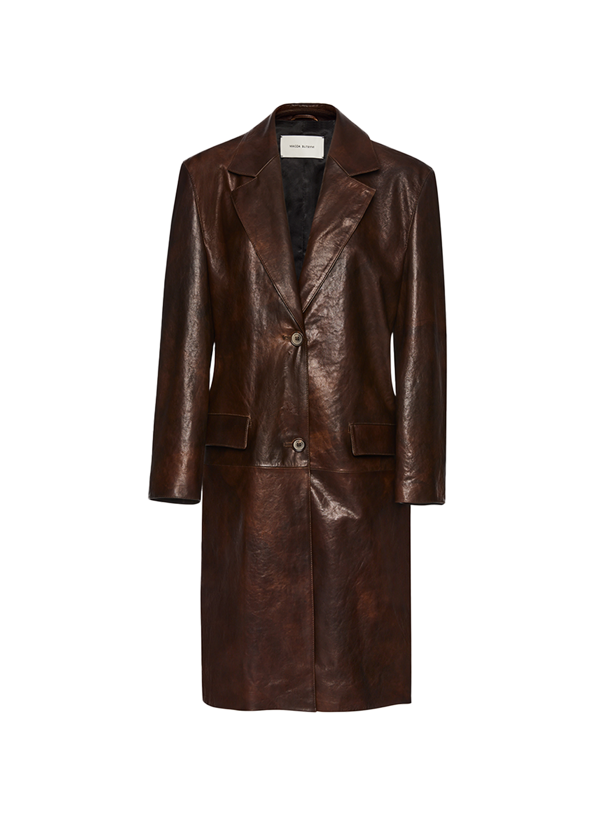 MAGDA BUTRYM Manteau oversize col tailleur en cuir Brown