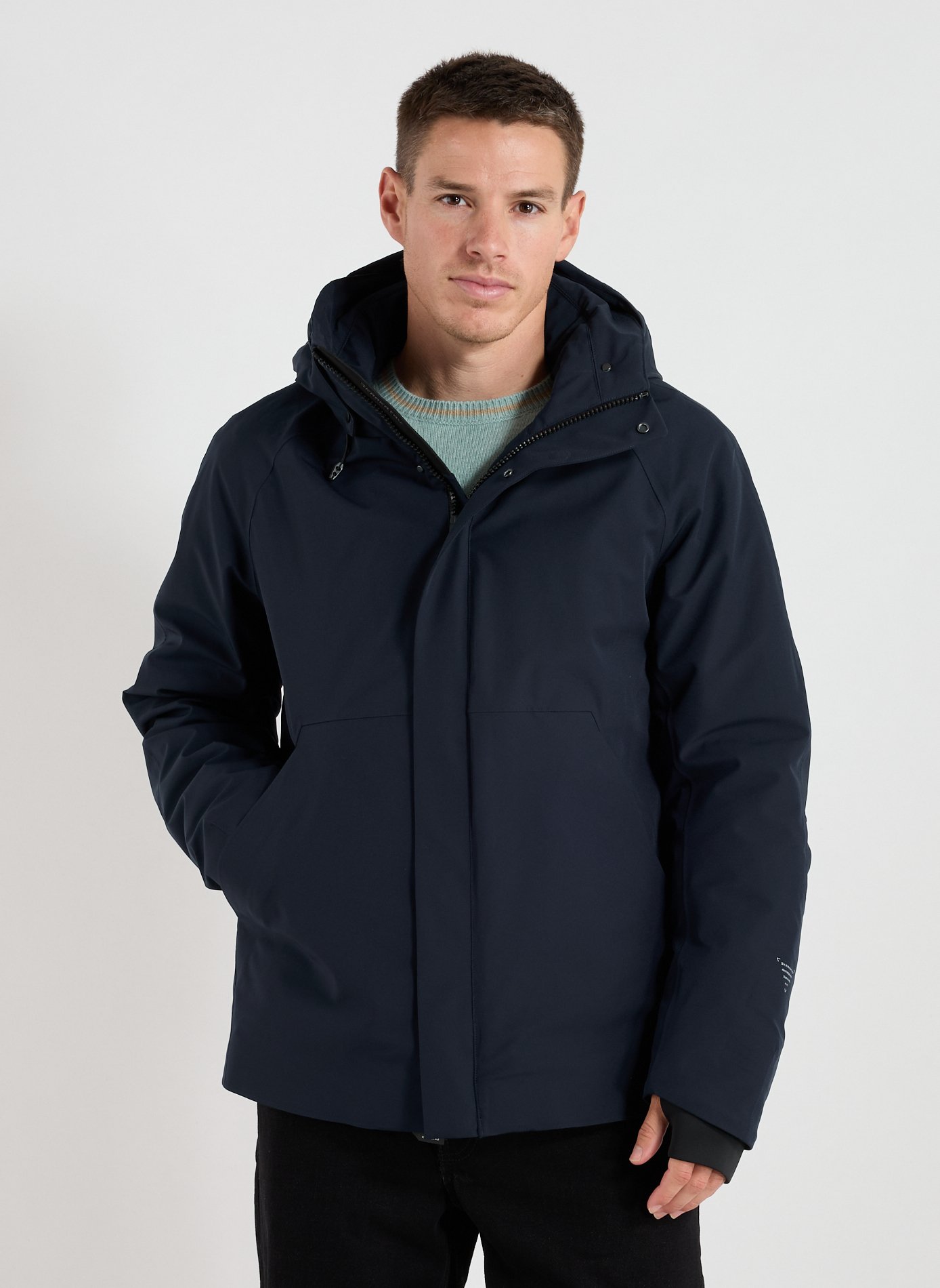 KRAKATAU Parka with high collar and removable hood Blue
