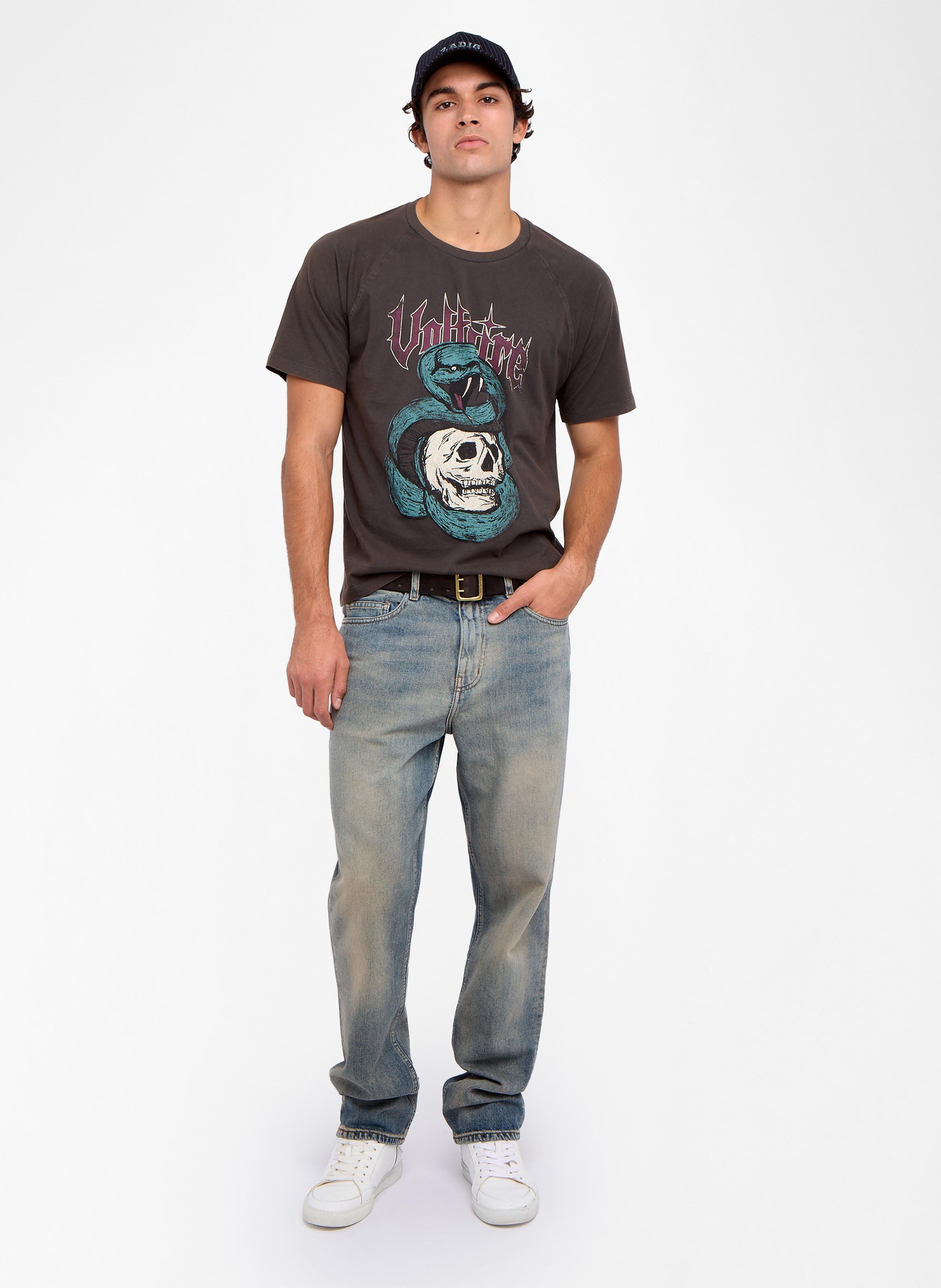 Tee-shirt droit col rond imprimé torry ZADIG&VOLTAIRE Noir