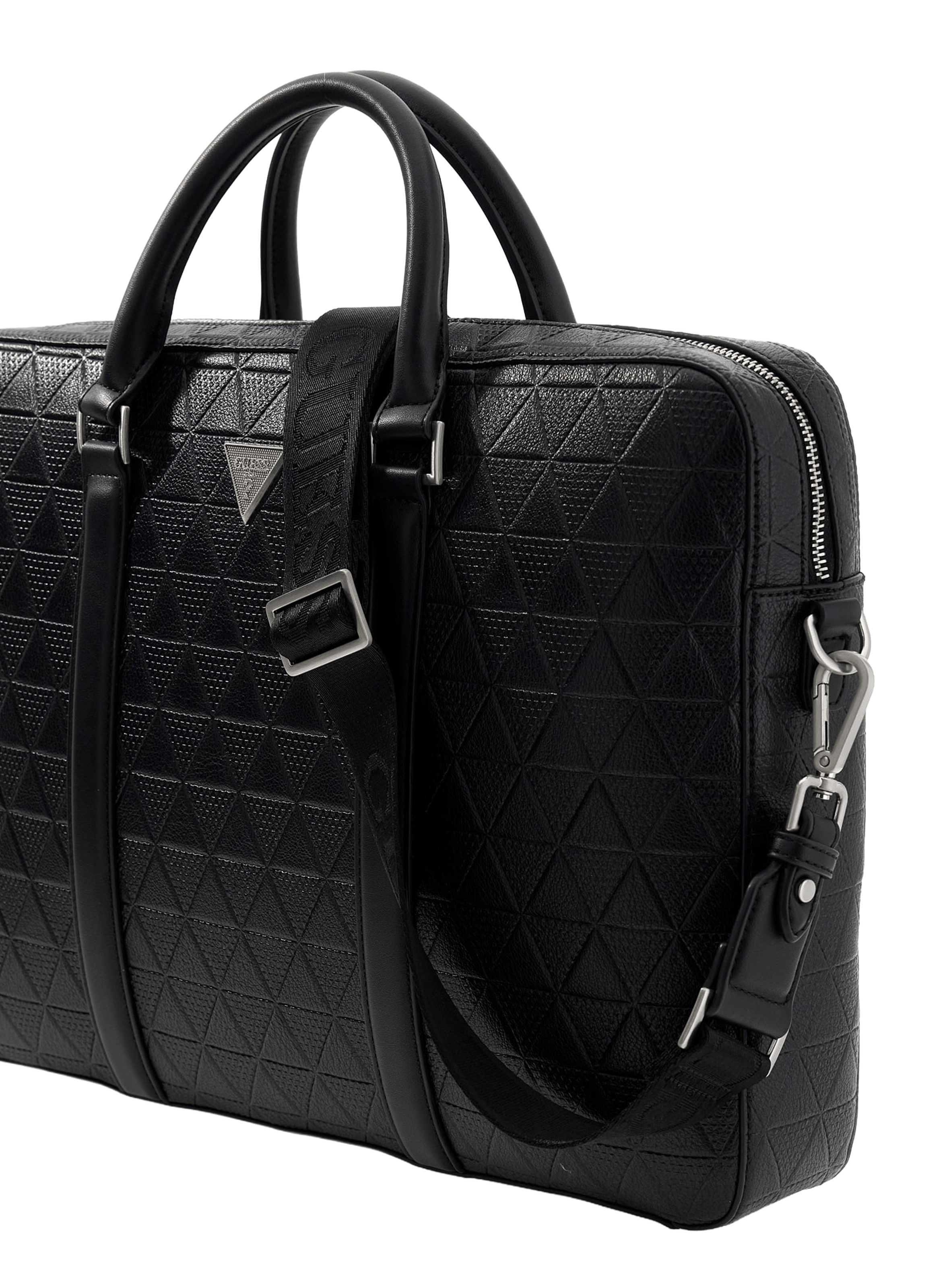 Faux leather business briefcase with pattern GUESS Black