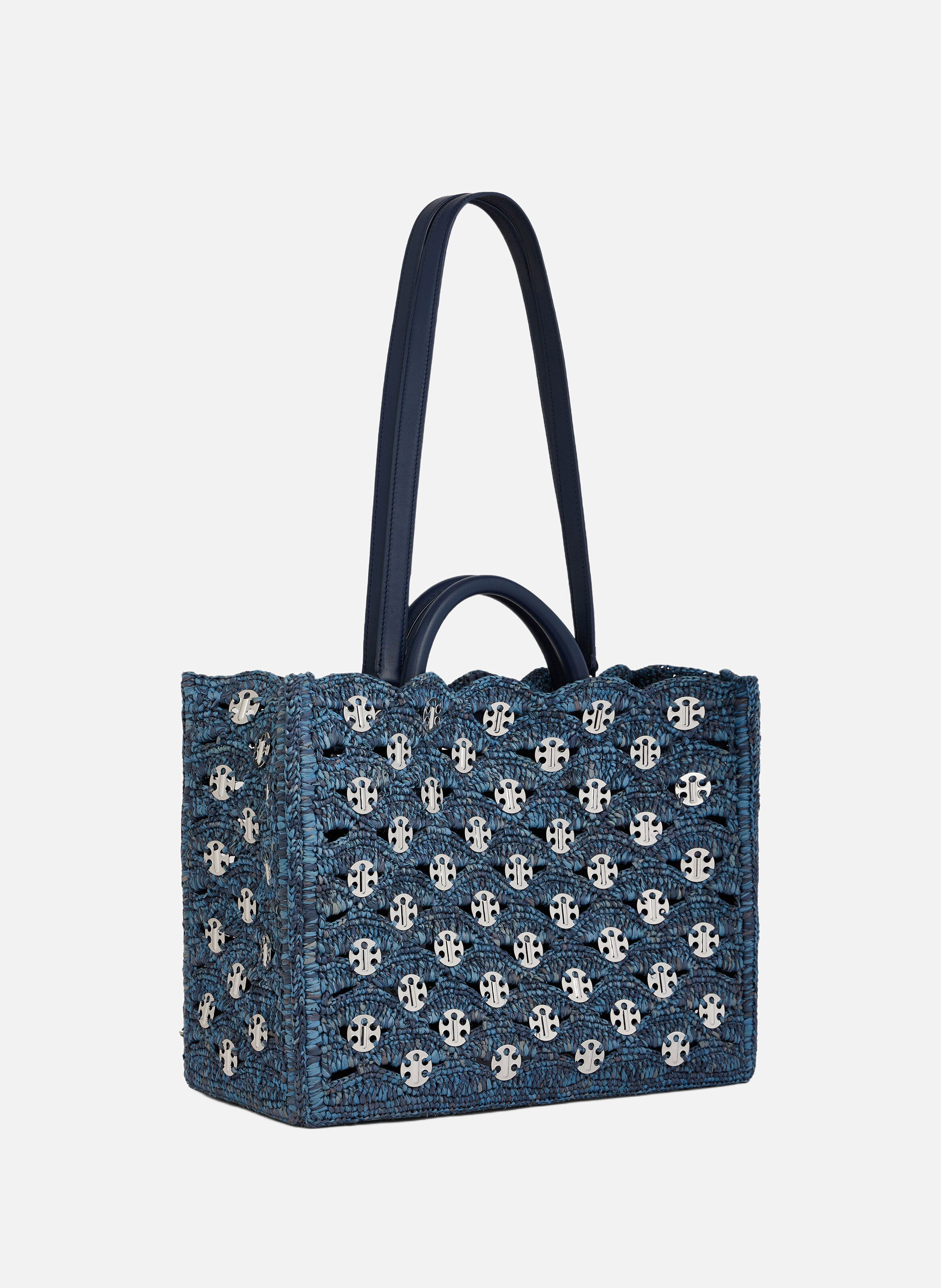 Sac cabas en raphia RABANNE Bleu