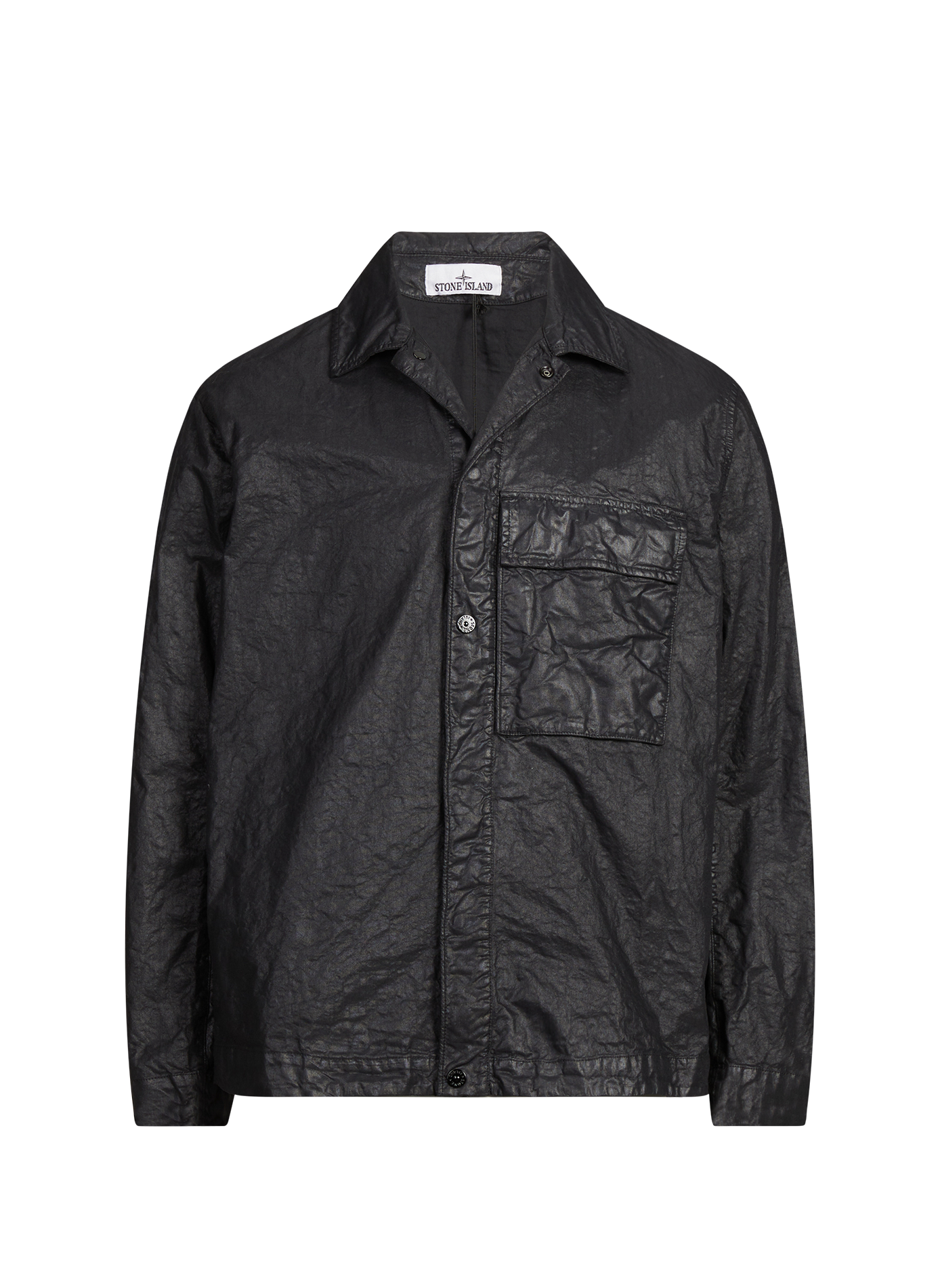 Wrinkled shirt with classic collar STONE ISLAND Black