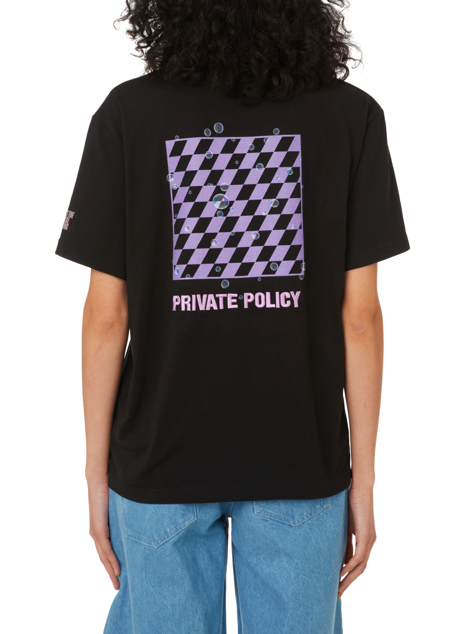 Printed cotton T-shirt PRIVATE POLICY Black