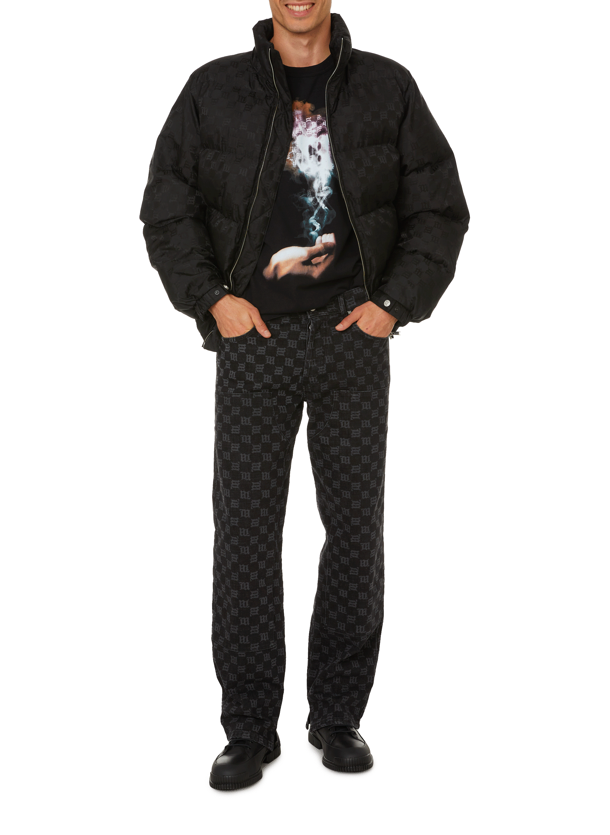 Straight-cut monogram jeans MISBHV Black