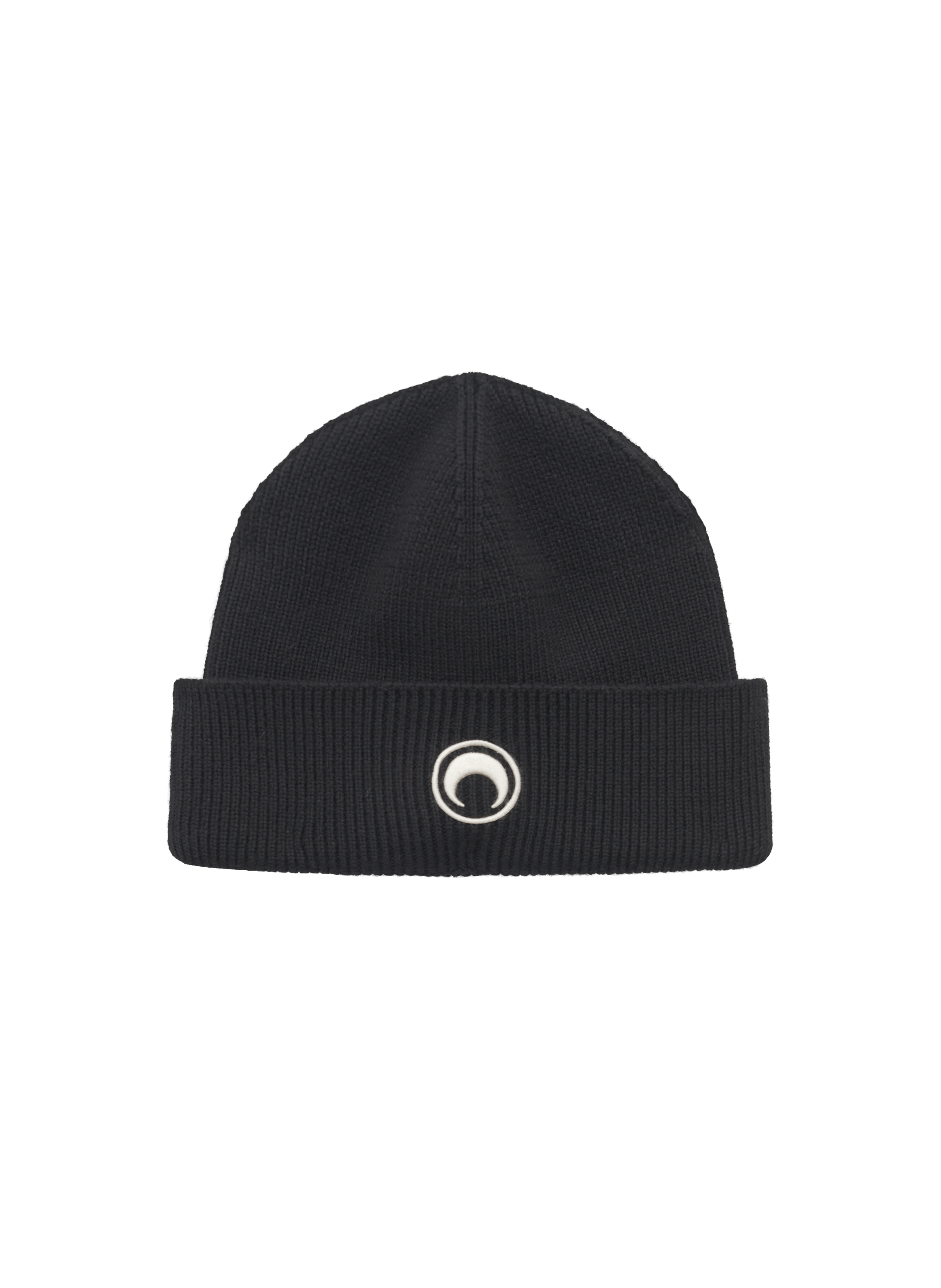 Bonnet en maille de laine mérinos MARINE SERRE Noir