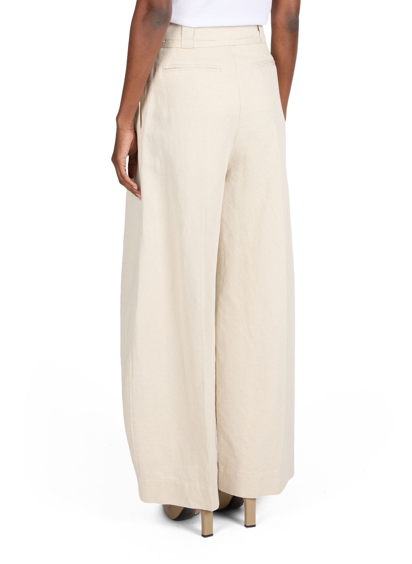Straight cotton and linen trousers BOSS Beige