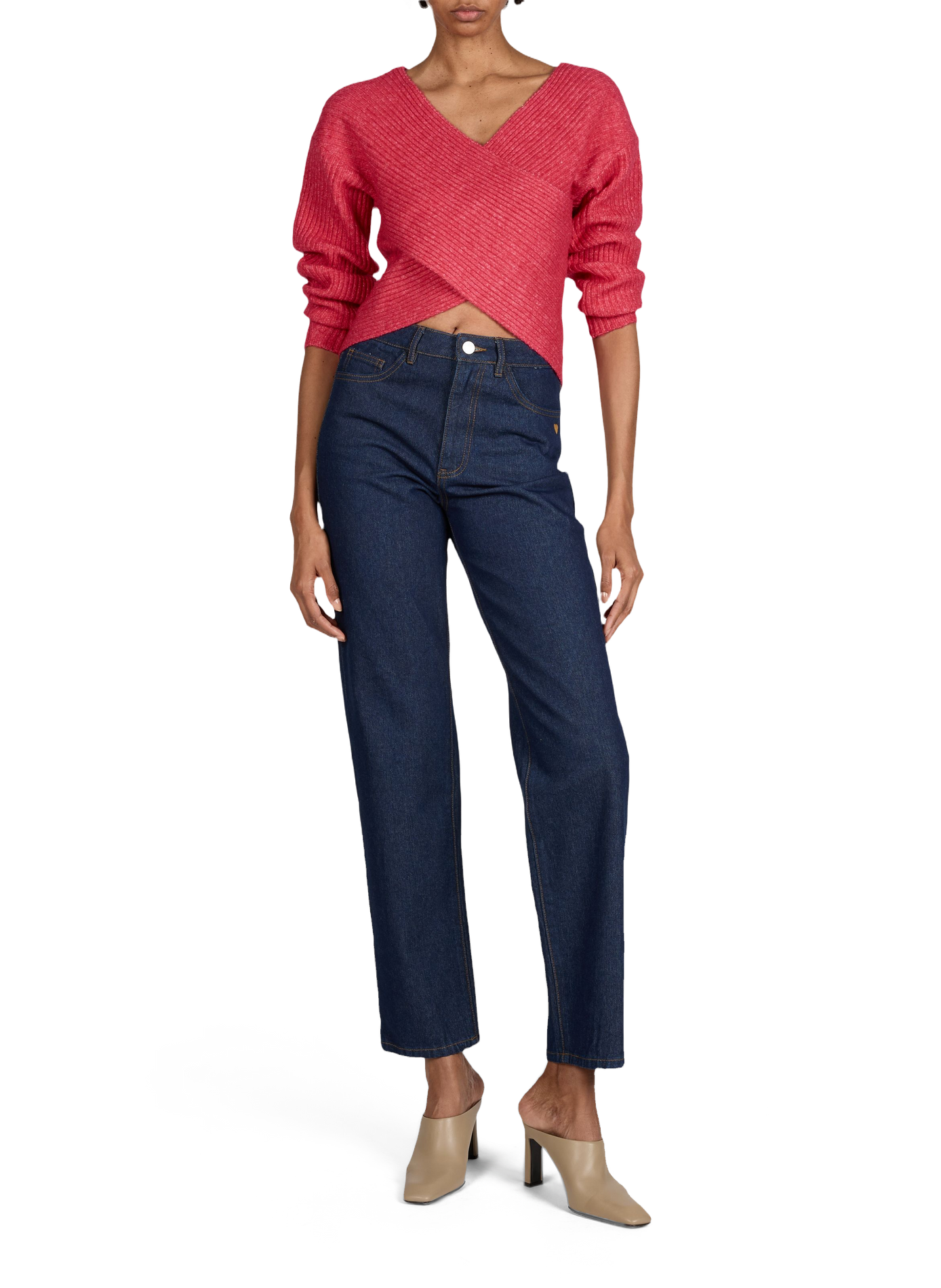 Cross-Front Ribbed Vikaylena Sweater VILA Pink