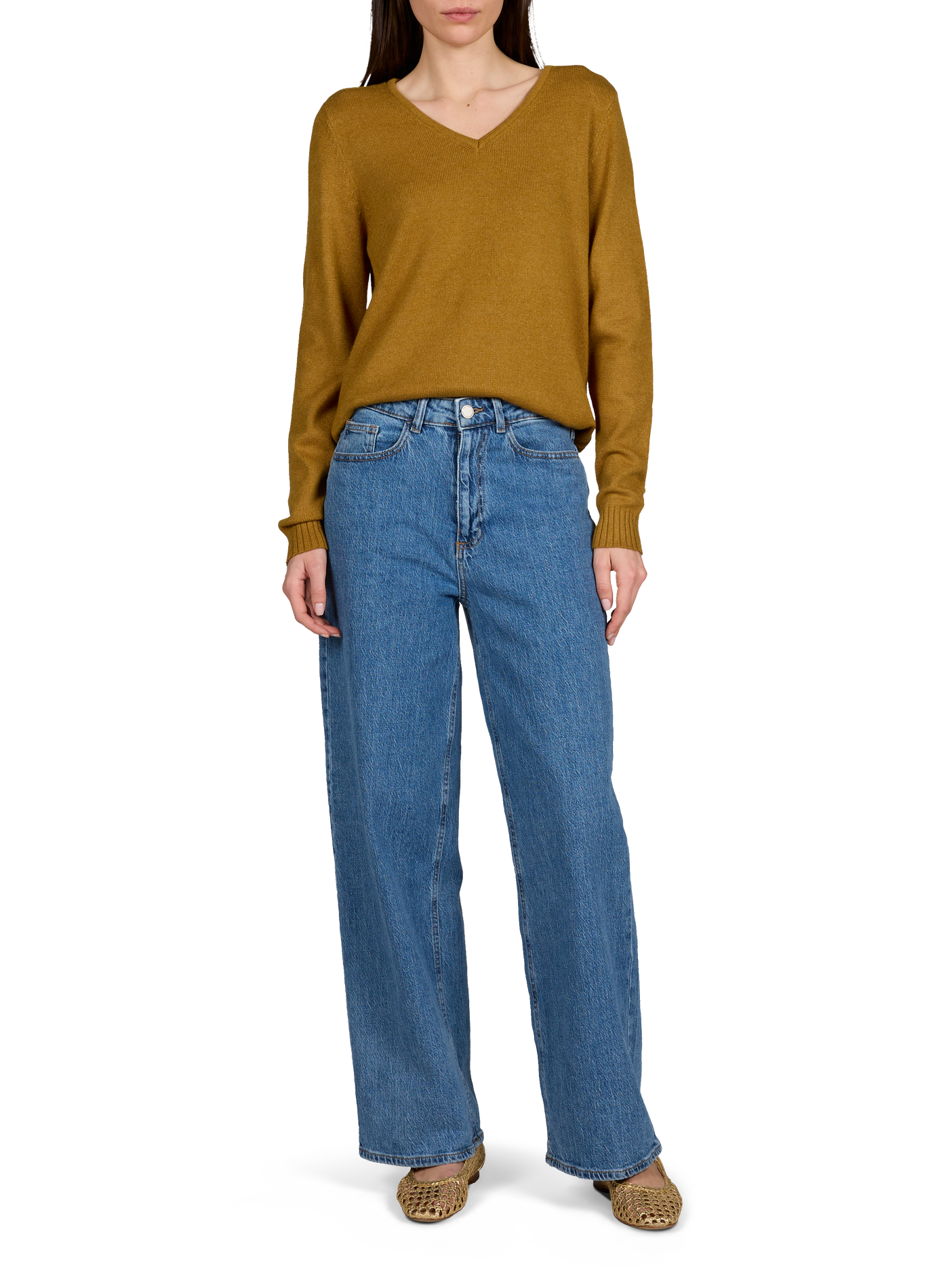 Jean droit en coton VILA Bleu