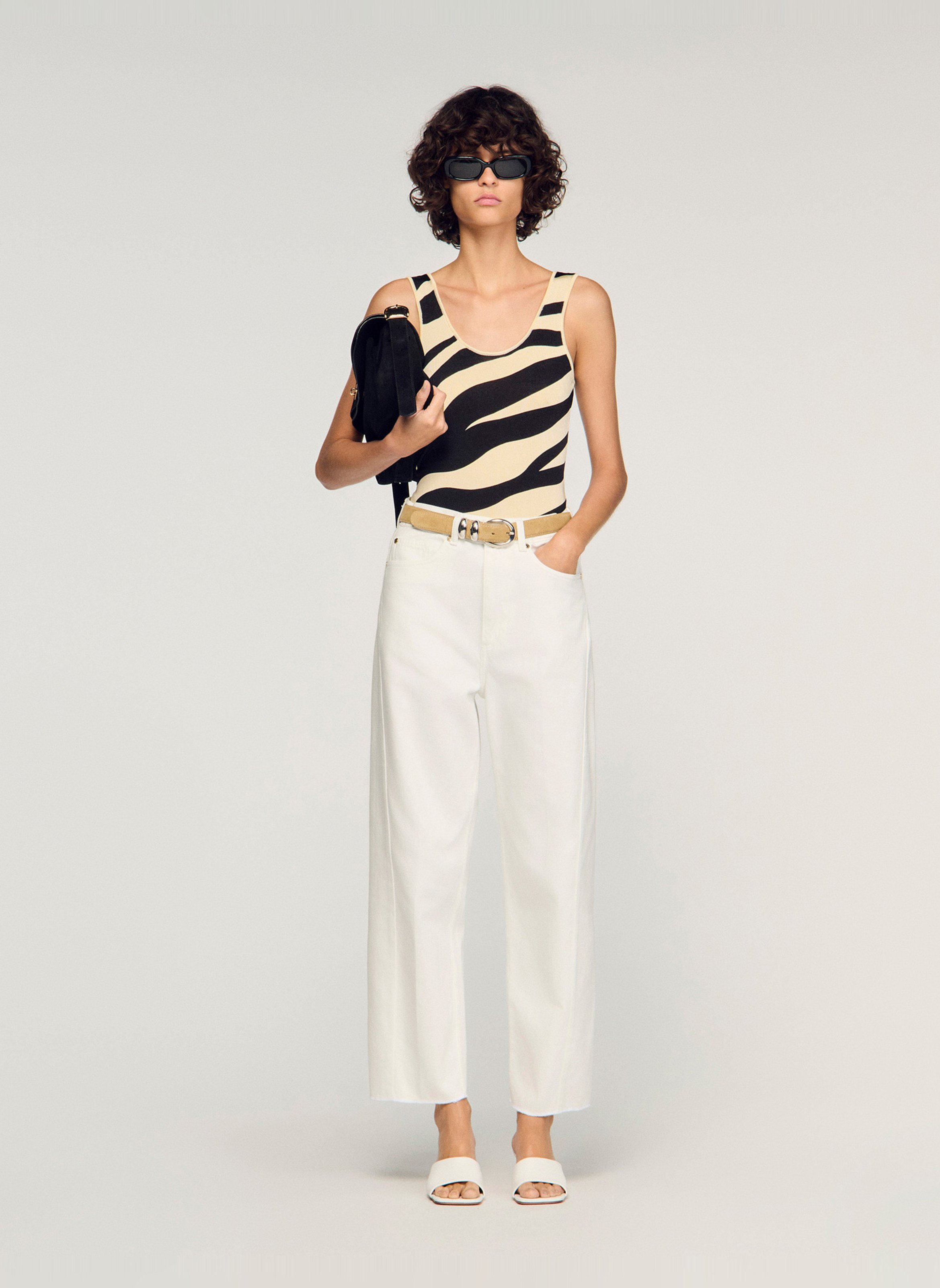 Body moulant zébré SANDRO Blanc