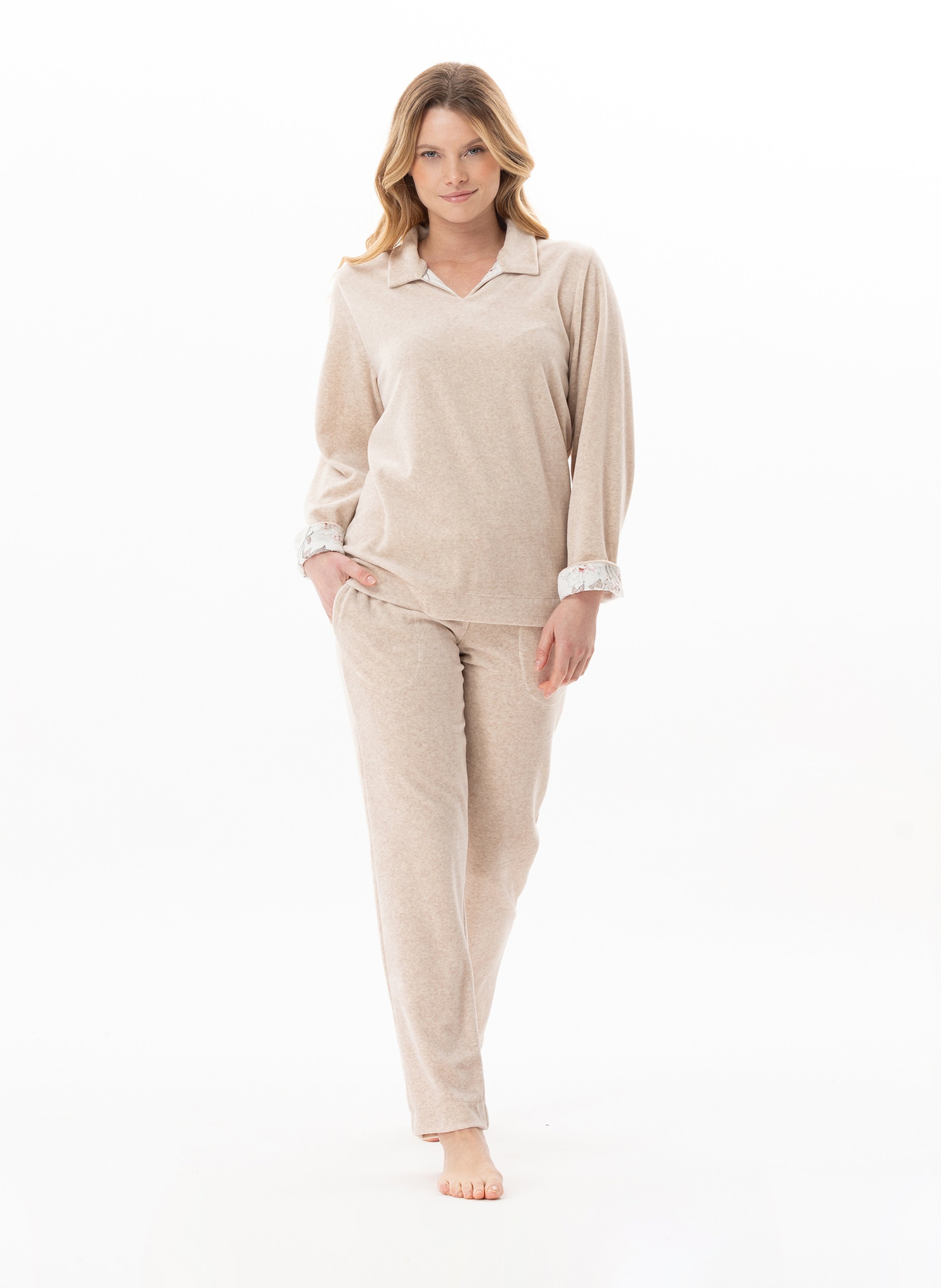 Pyjama en velours kelly 124 LE CHAT Beige