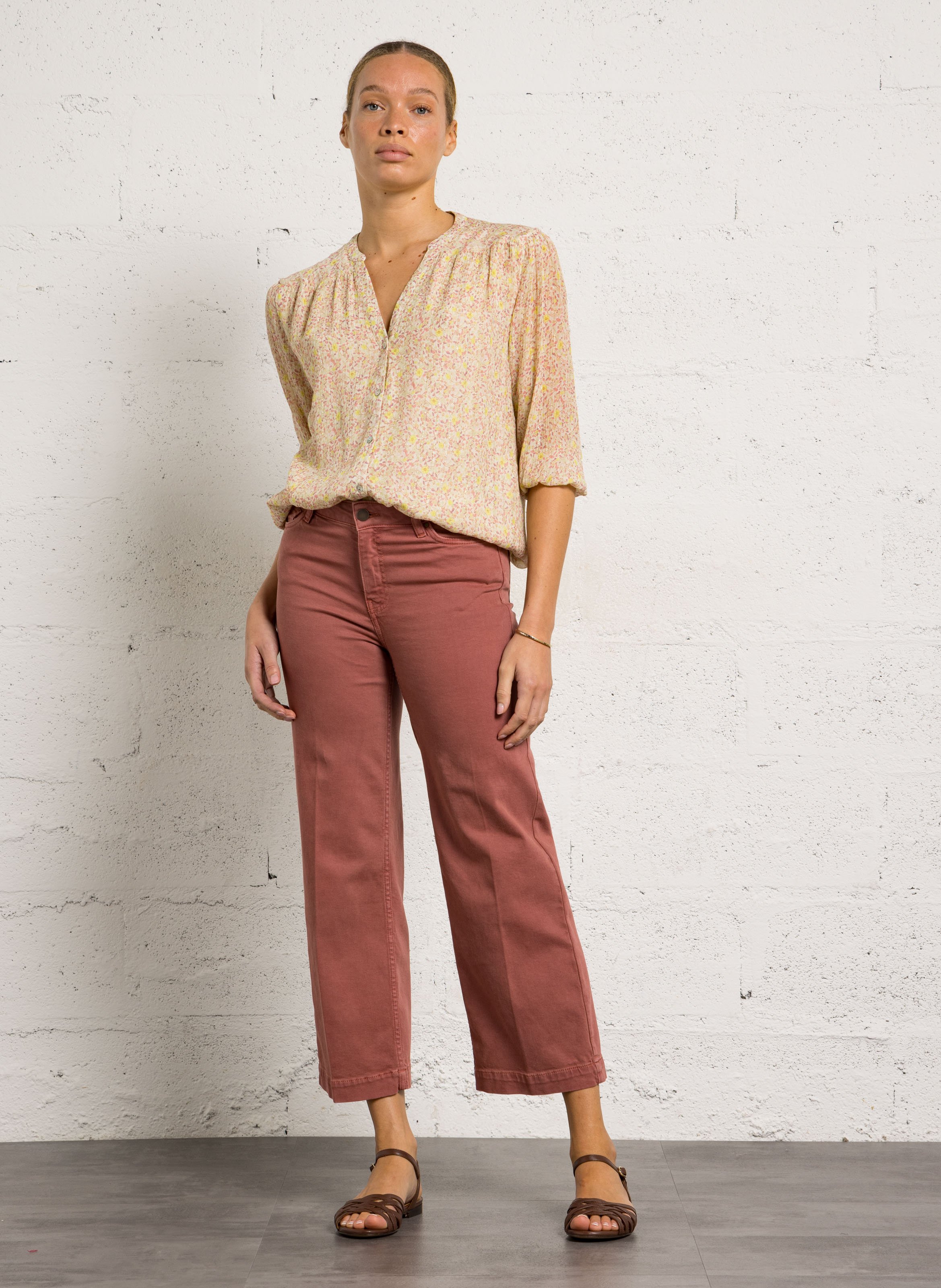 Sandales plates en cuir ellis BOBBIES Marron