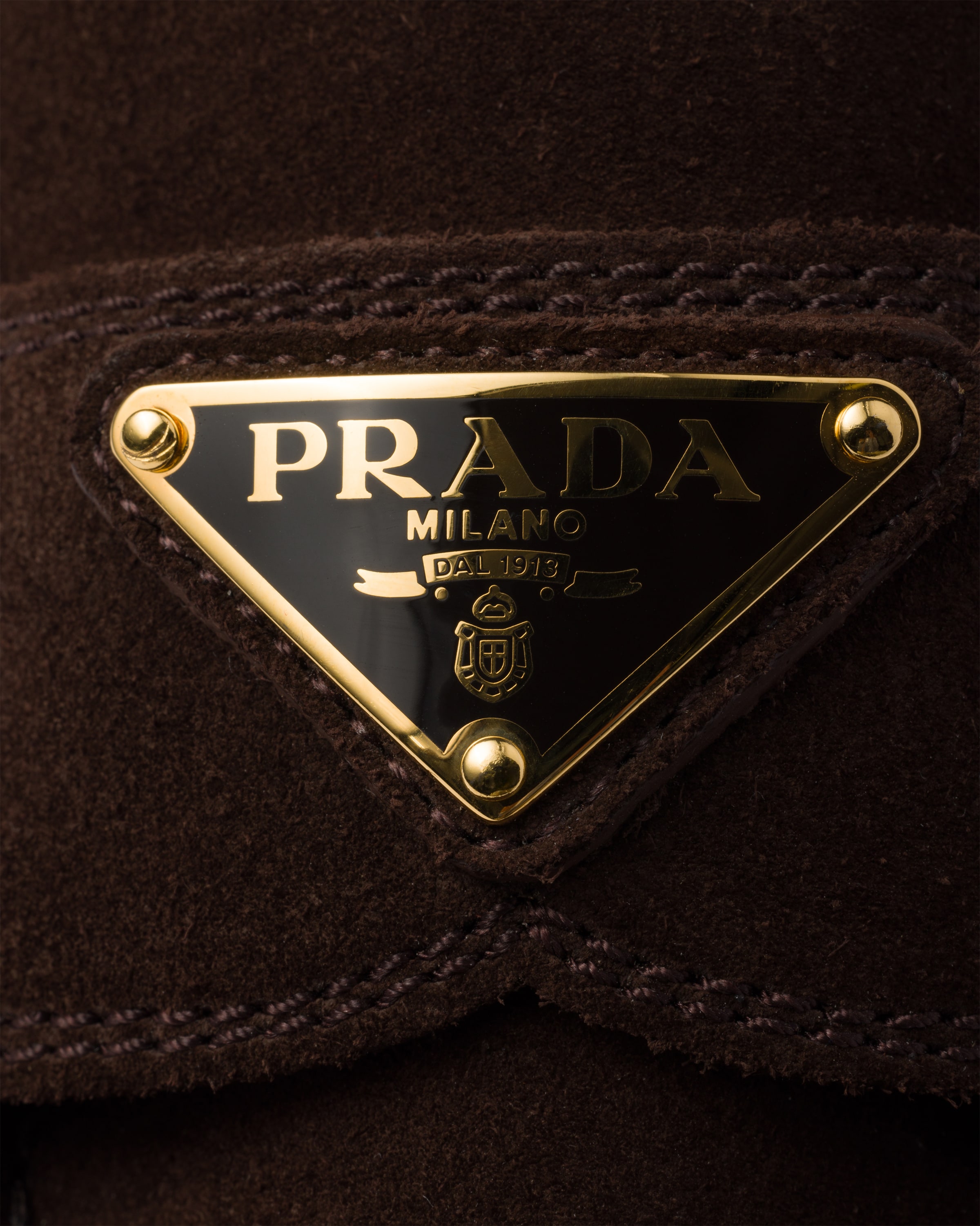 Mocassins en veau velours chocolat PRADA Marron