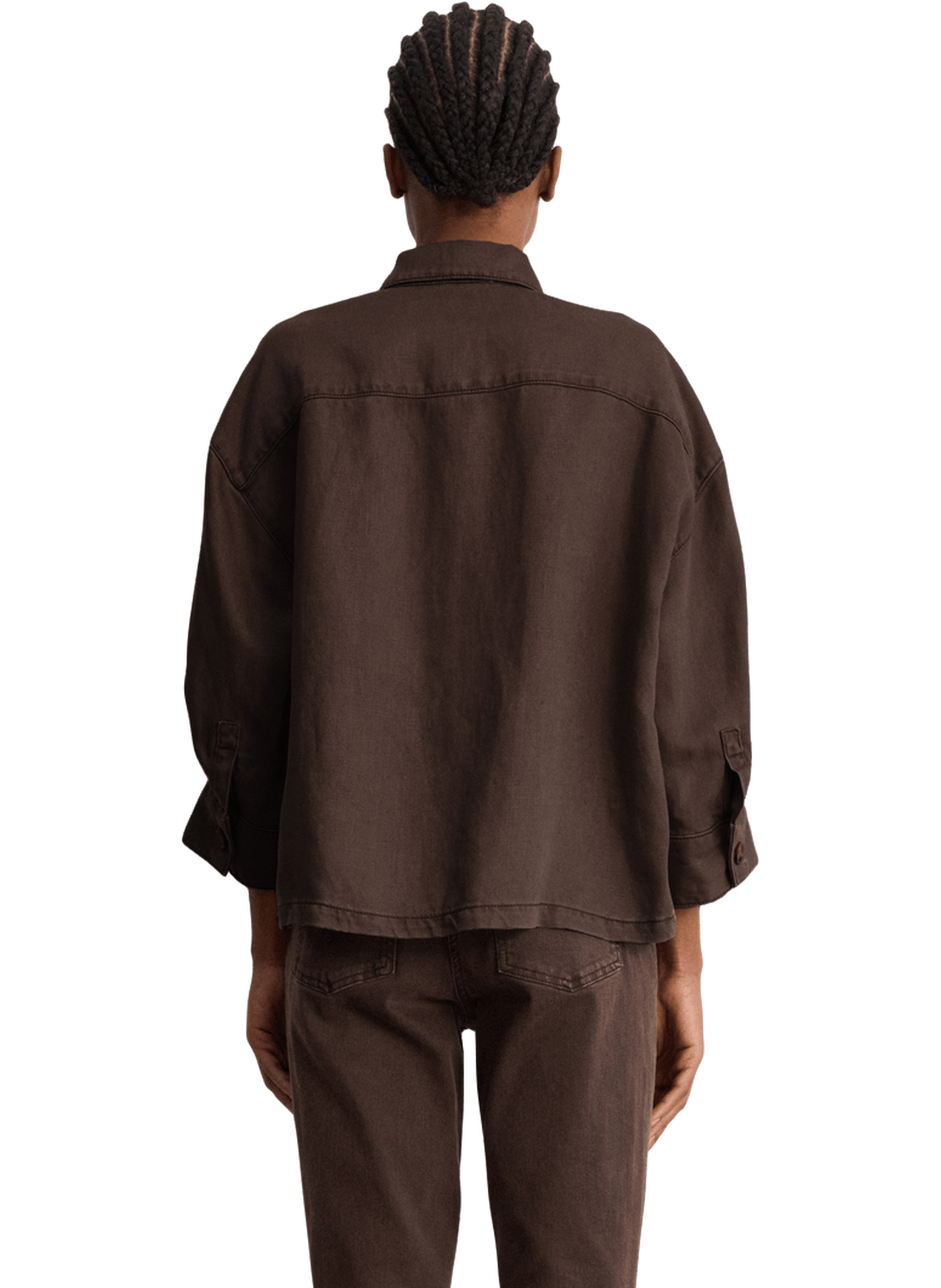 Surchemise fluide en lyocell et lin - manelle PABLO Marron