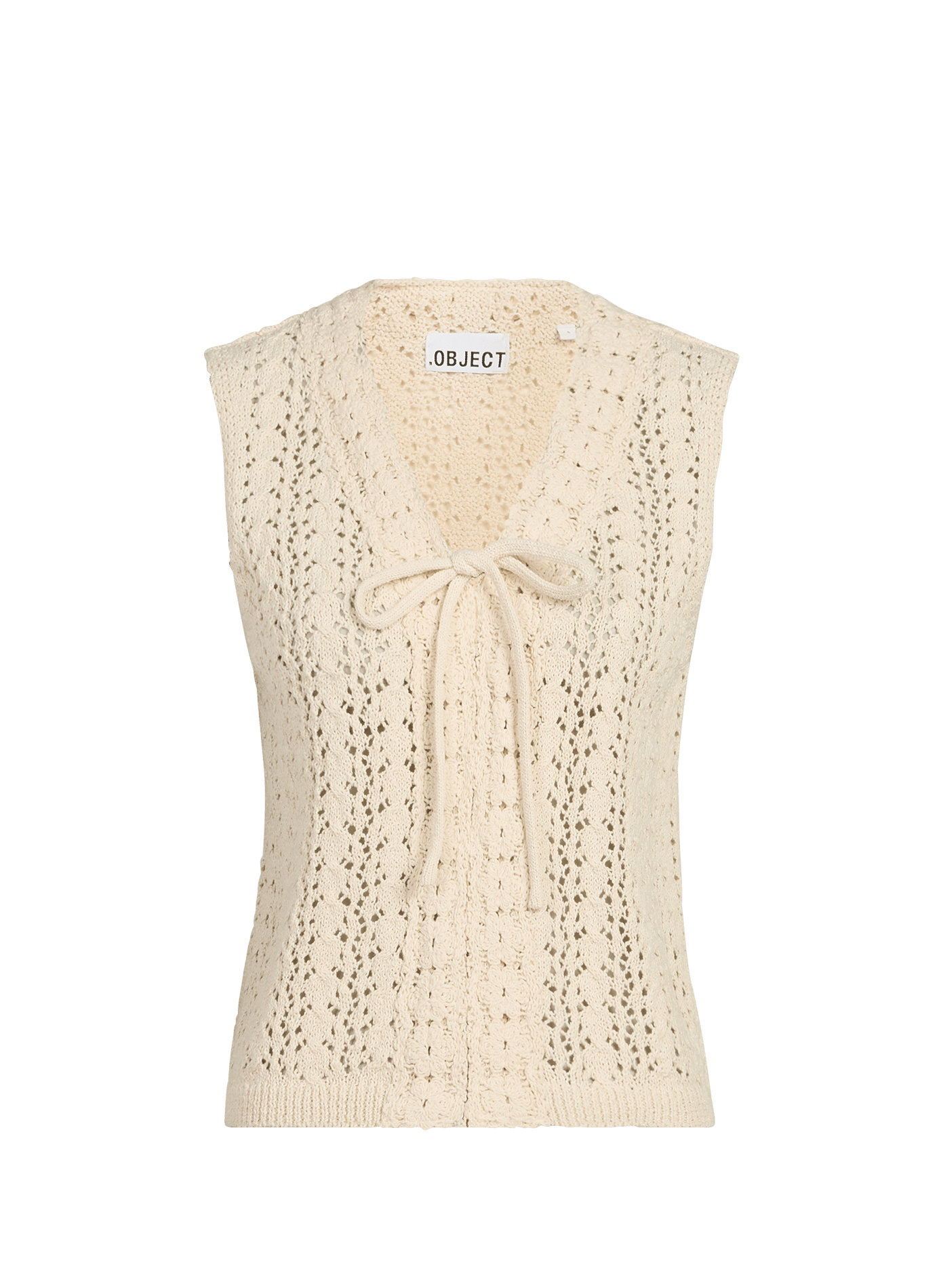 Top en maille de coton mélangé OBJECT Beige