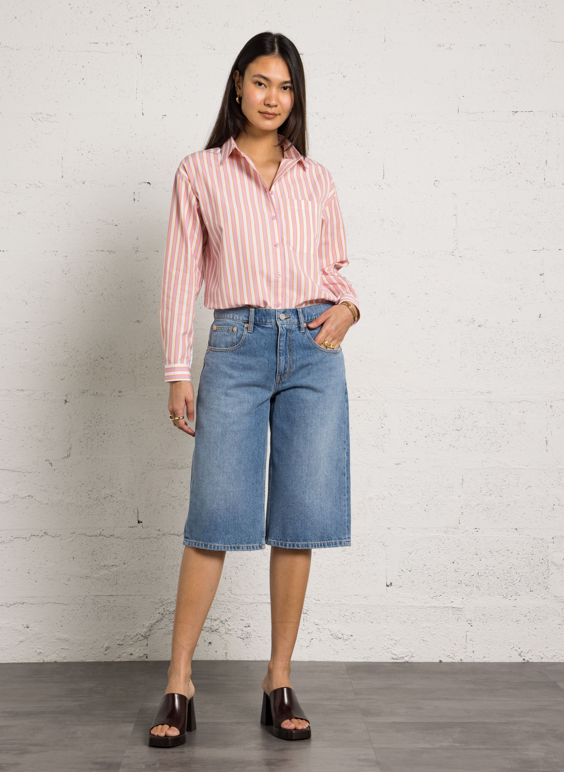 Chemise à rayures en coton dharma MAISON 123 Rose