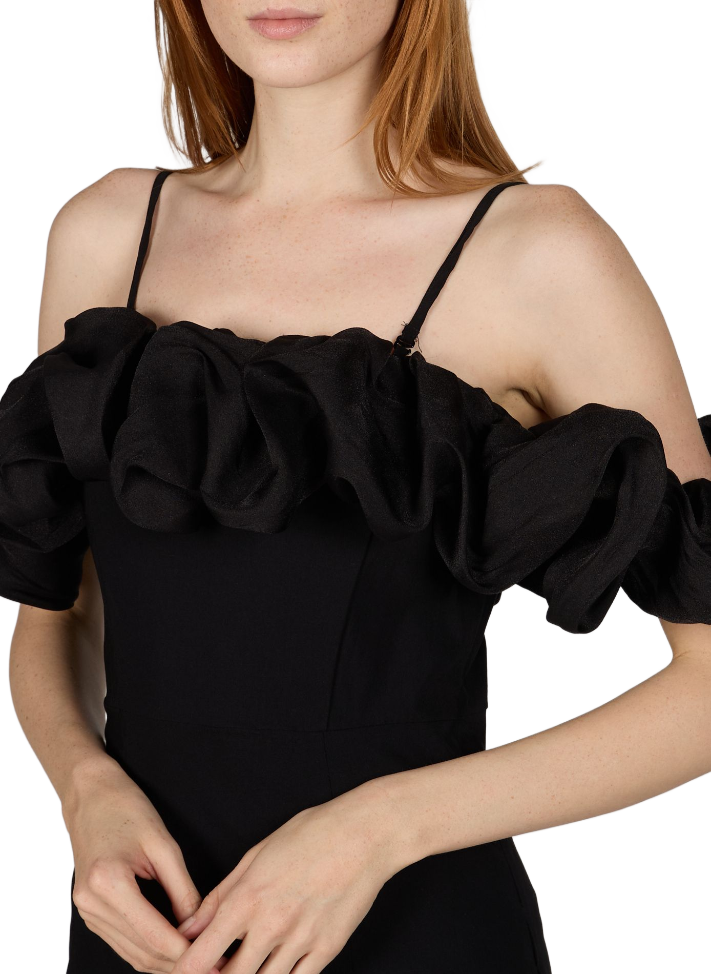 Long dress with ruffled collar OBJECT Black