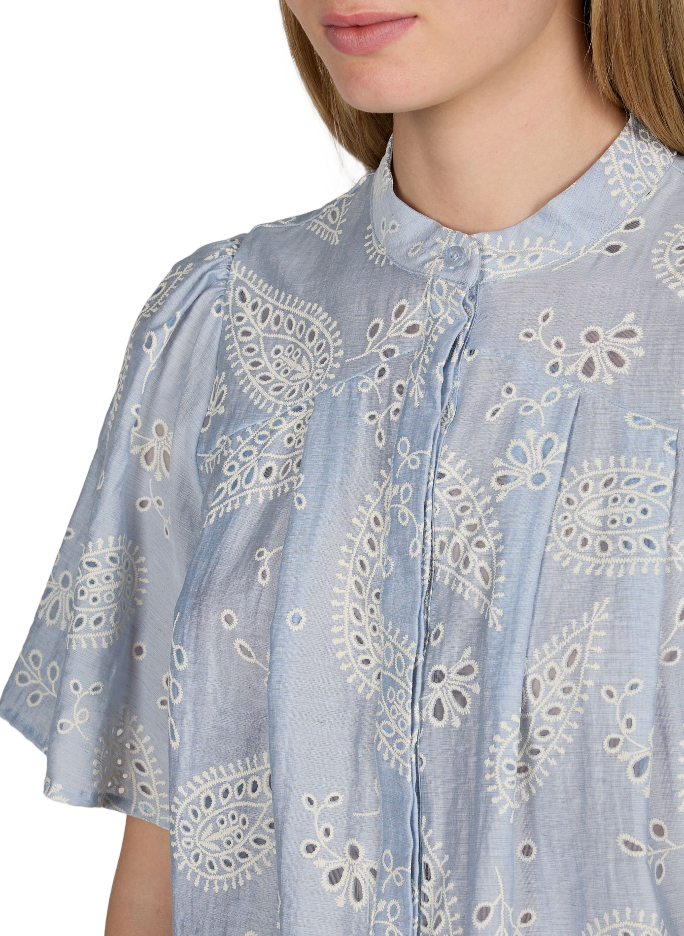 Blouse Objviola brodée OBJECT Bleu