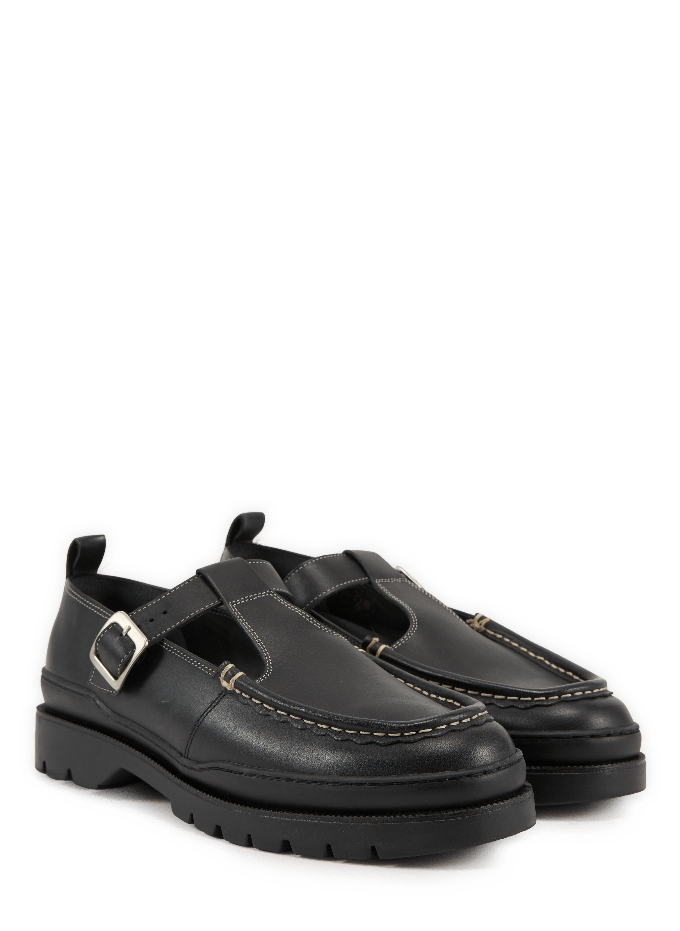 Scalloped leather Mary Janes KLEMAN Black