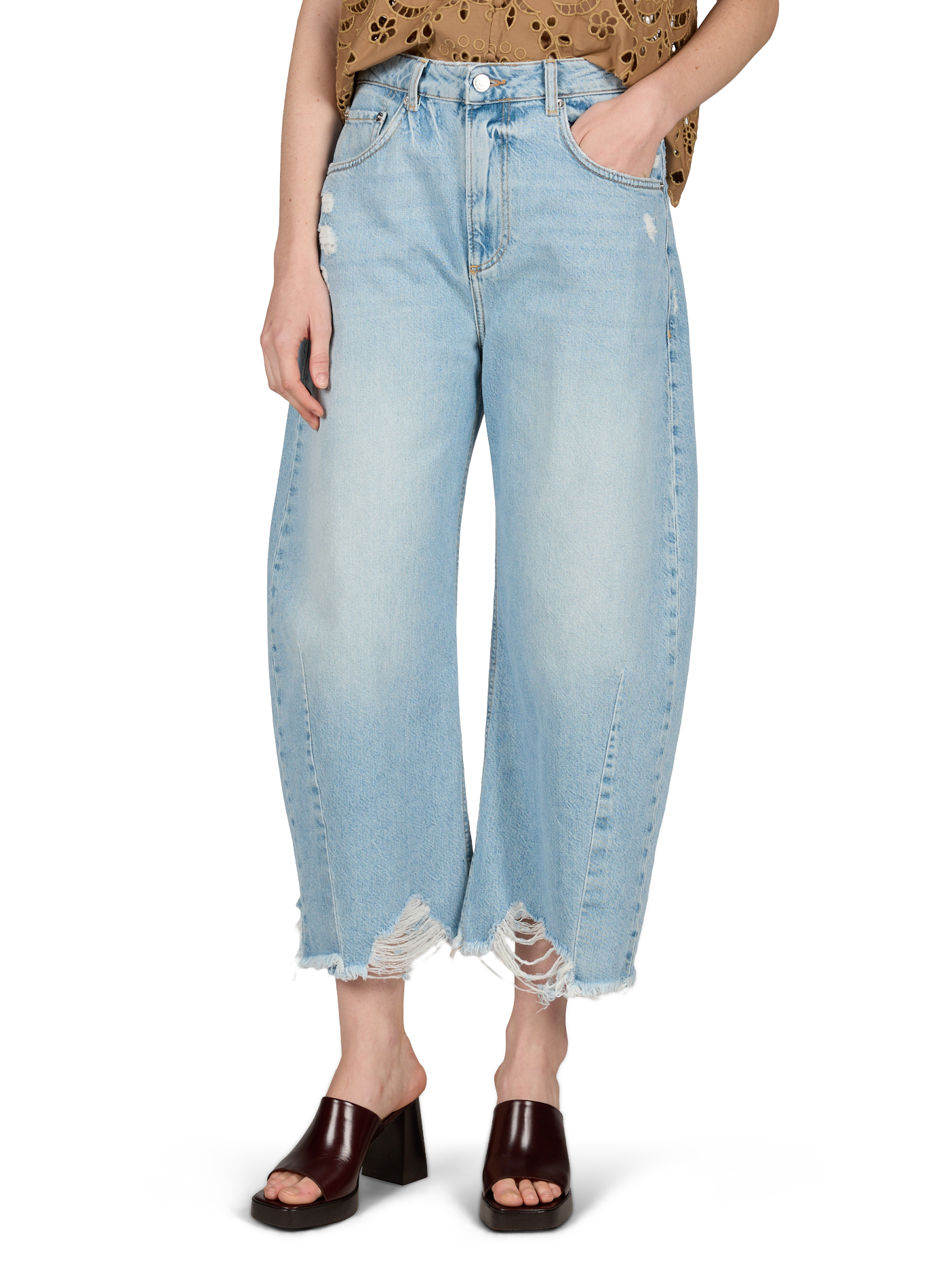 Mixed cotton mom jeans BERENICE Blue