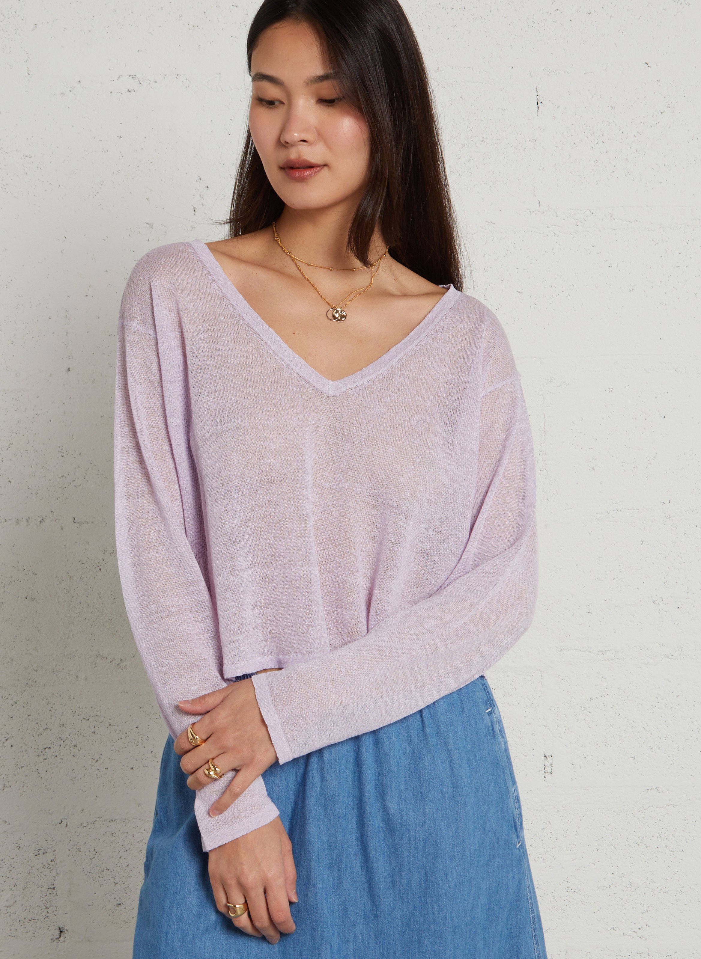 Pull en lin mélangé epaky AMERICAN VINTAGE Violet