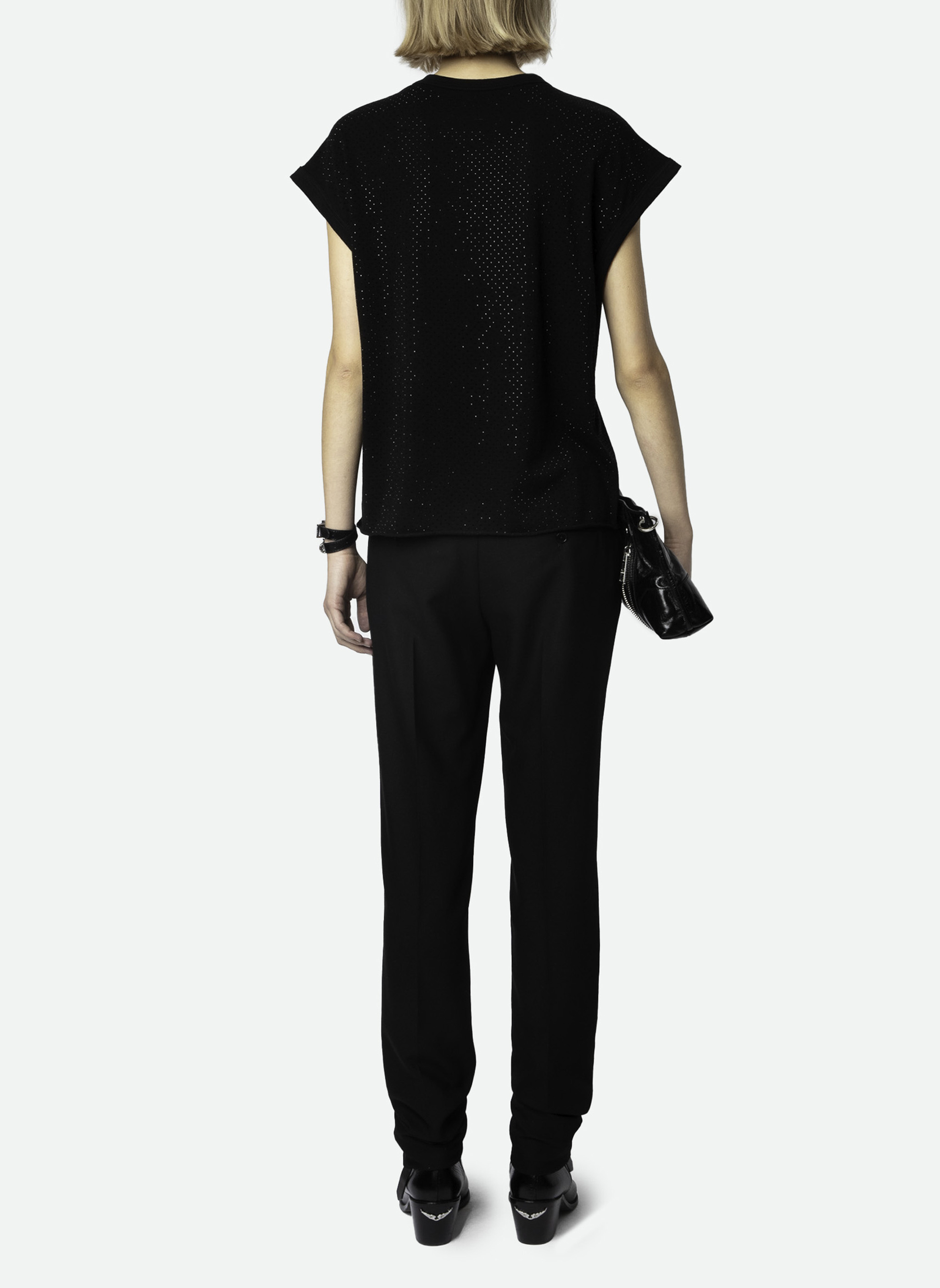 Tee-shirt à strass en coton cecilia ZADIG&VOLTAIRE Zwart