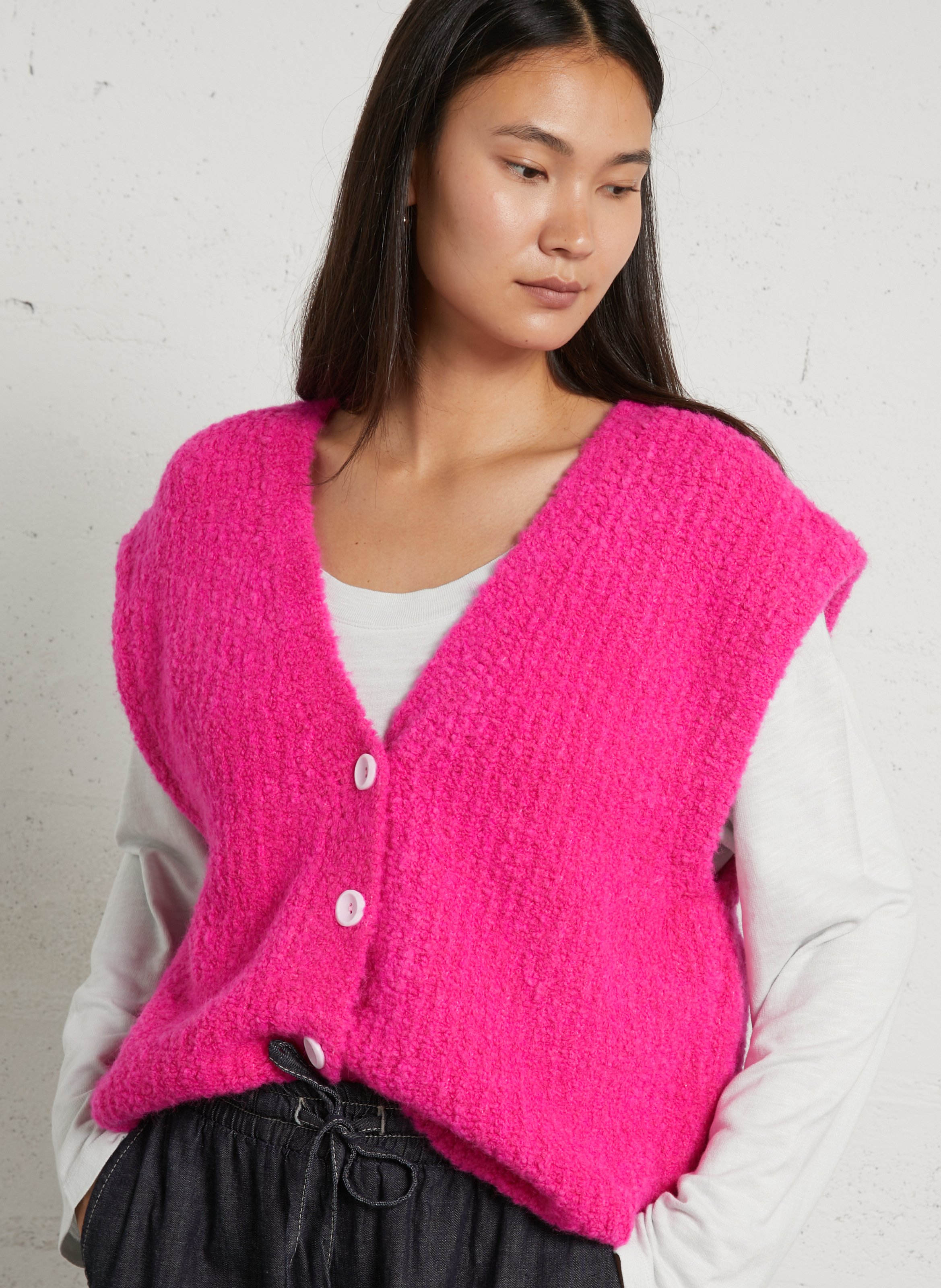 Gilet oversize en laine mélangée zolly AMERICAN VINTAGE Rose